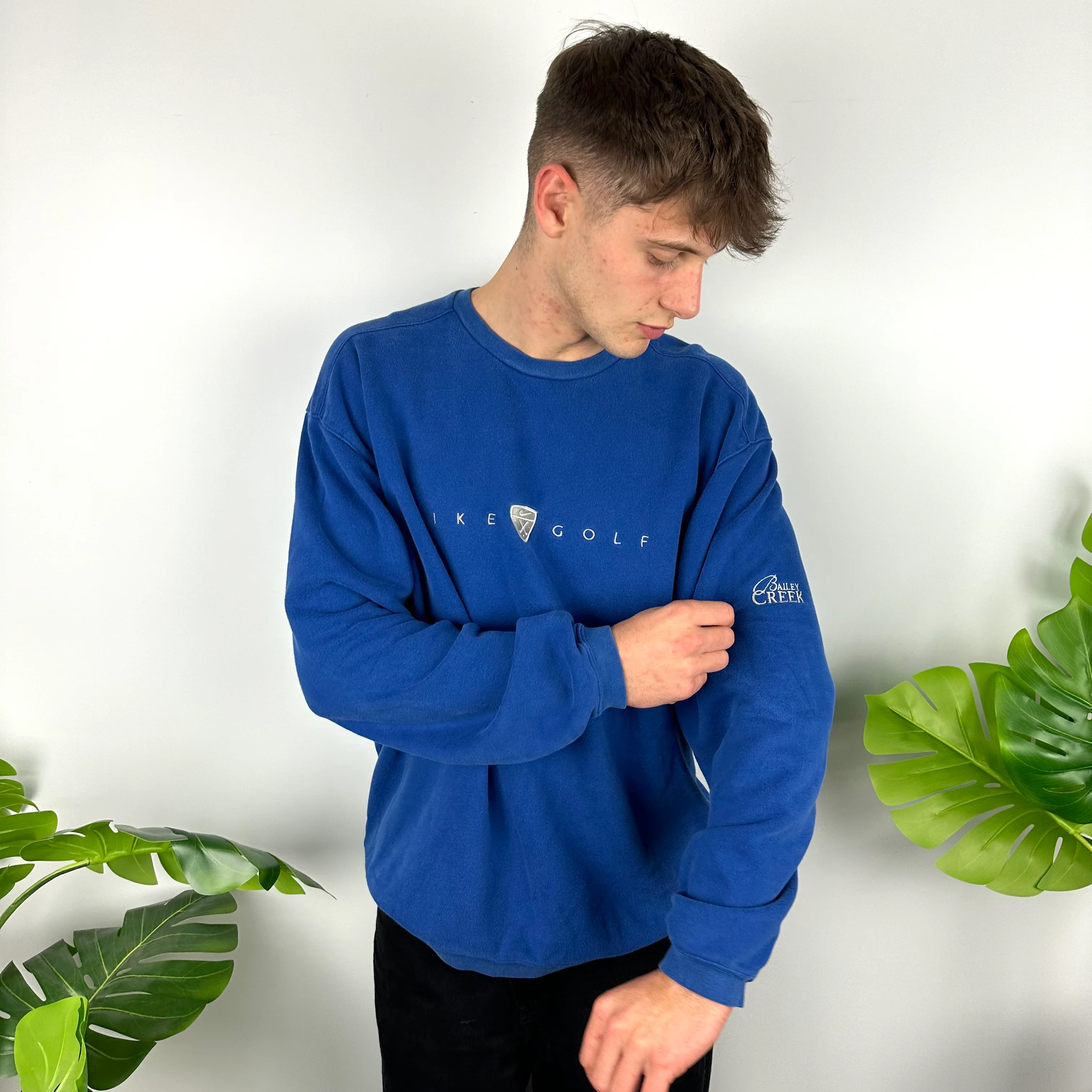 Nike Golf Blue Embroidered Spell Out Sweatshirt (L) - Image 6