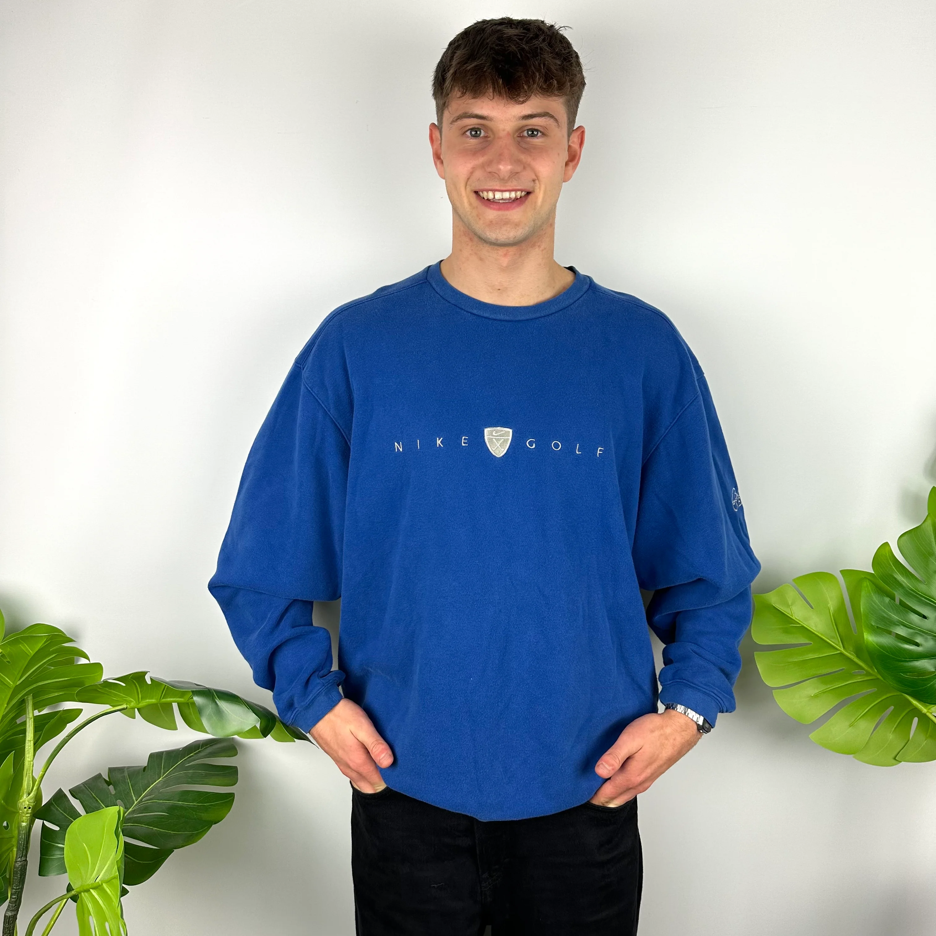 Nike Golf Blue Embroidered Spell Out Sweatshirt (L) - Image 7