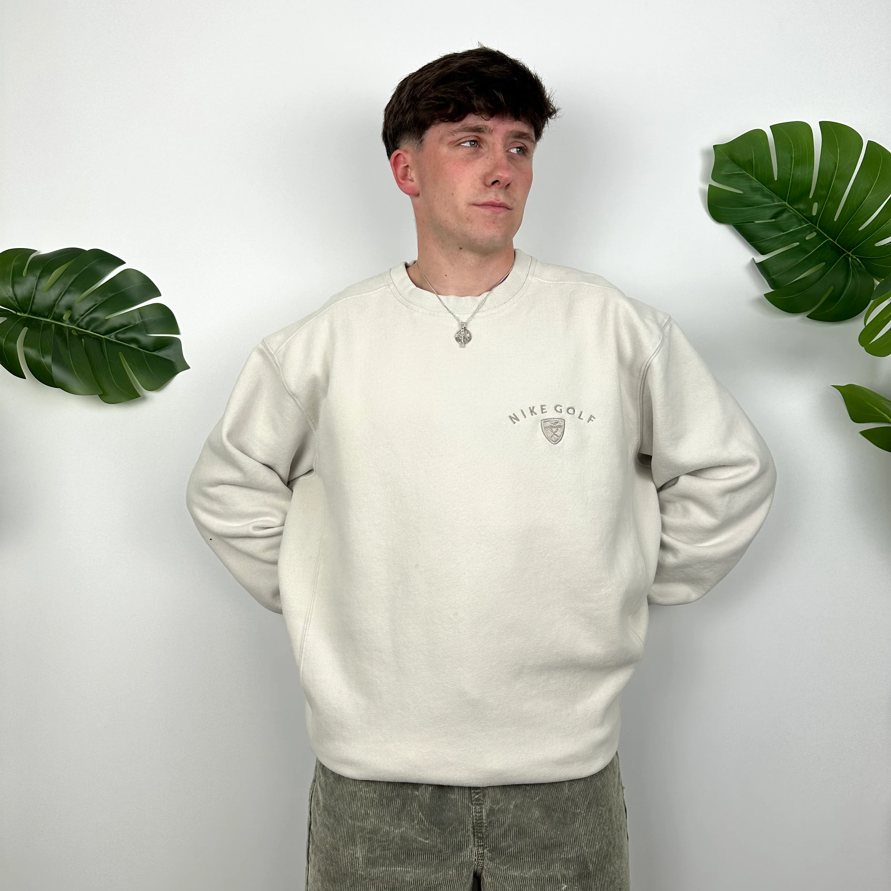Nike Golf Cream Embroidered Spell Out Sweatshirt (XXL) - Image 4