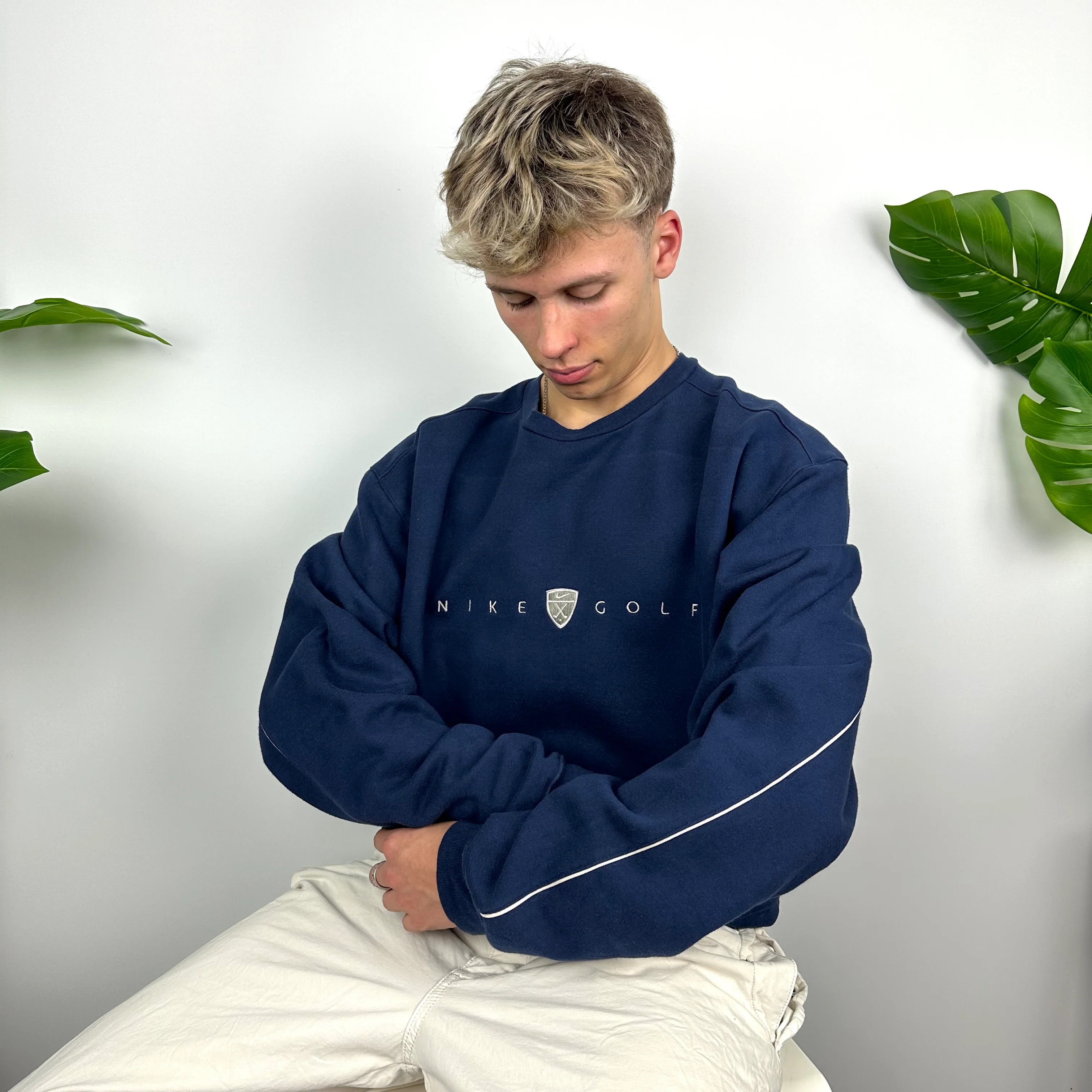 Nike Golf Navy Embroidered Spell Out Sweatshirt (XL) - Image 4