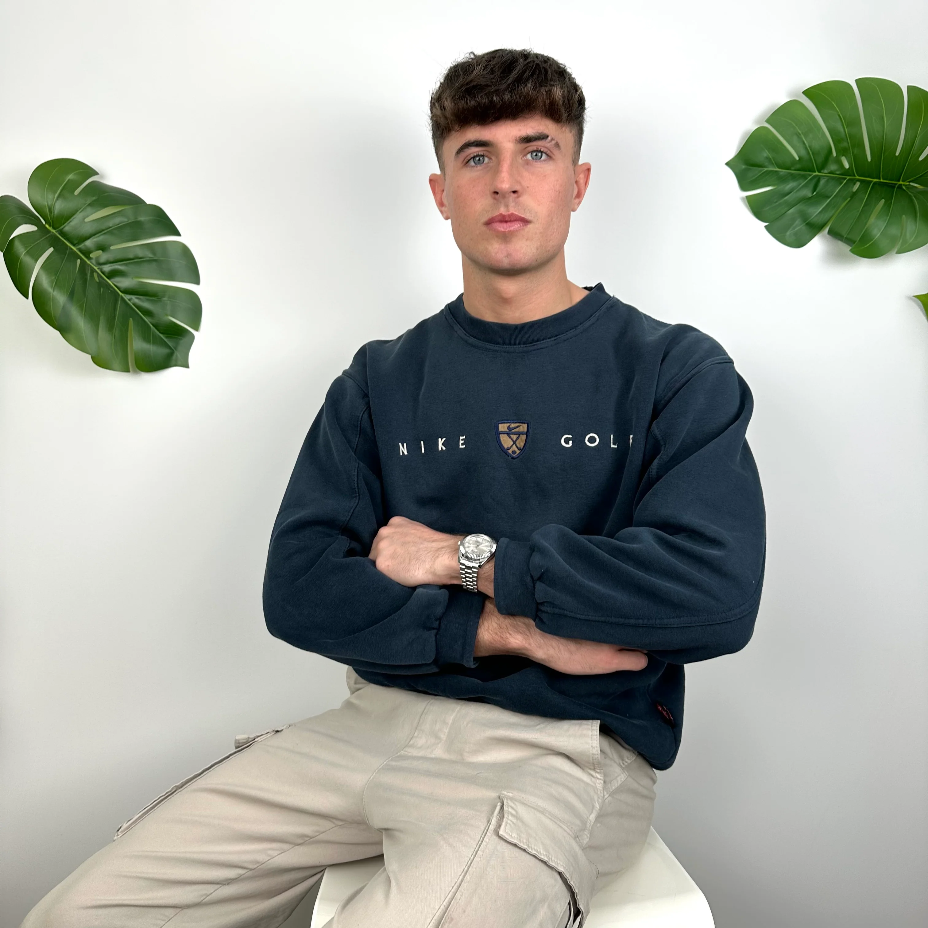 Nike Golf Navy Embroidered Spell Out Sweatshirt (L) - Image 9