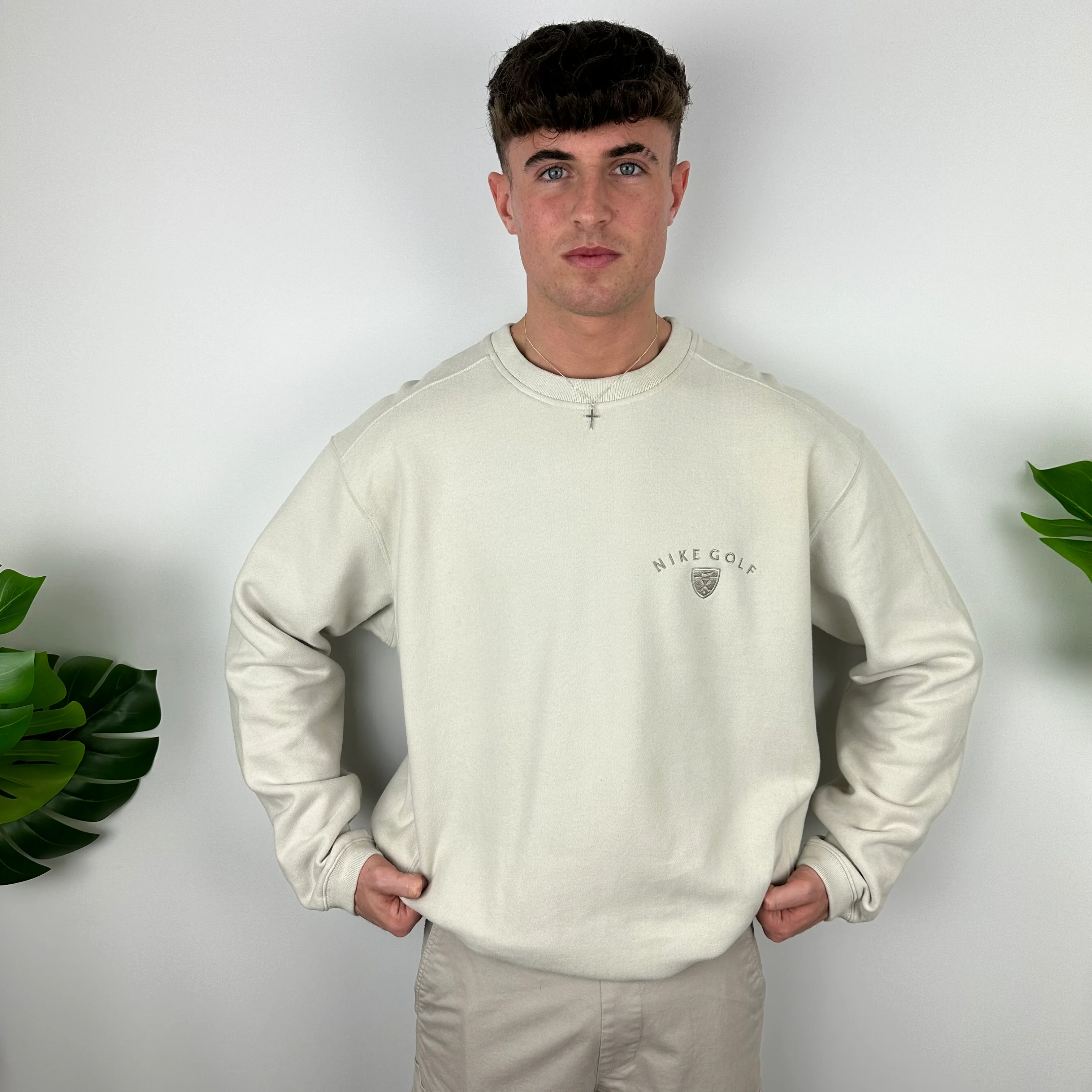 Nike Golf RARE Cream Embroidered Spell Out Sweatshirt (XXL) - Image 5