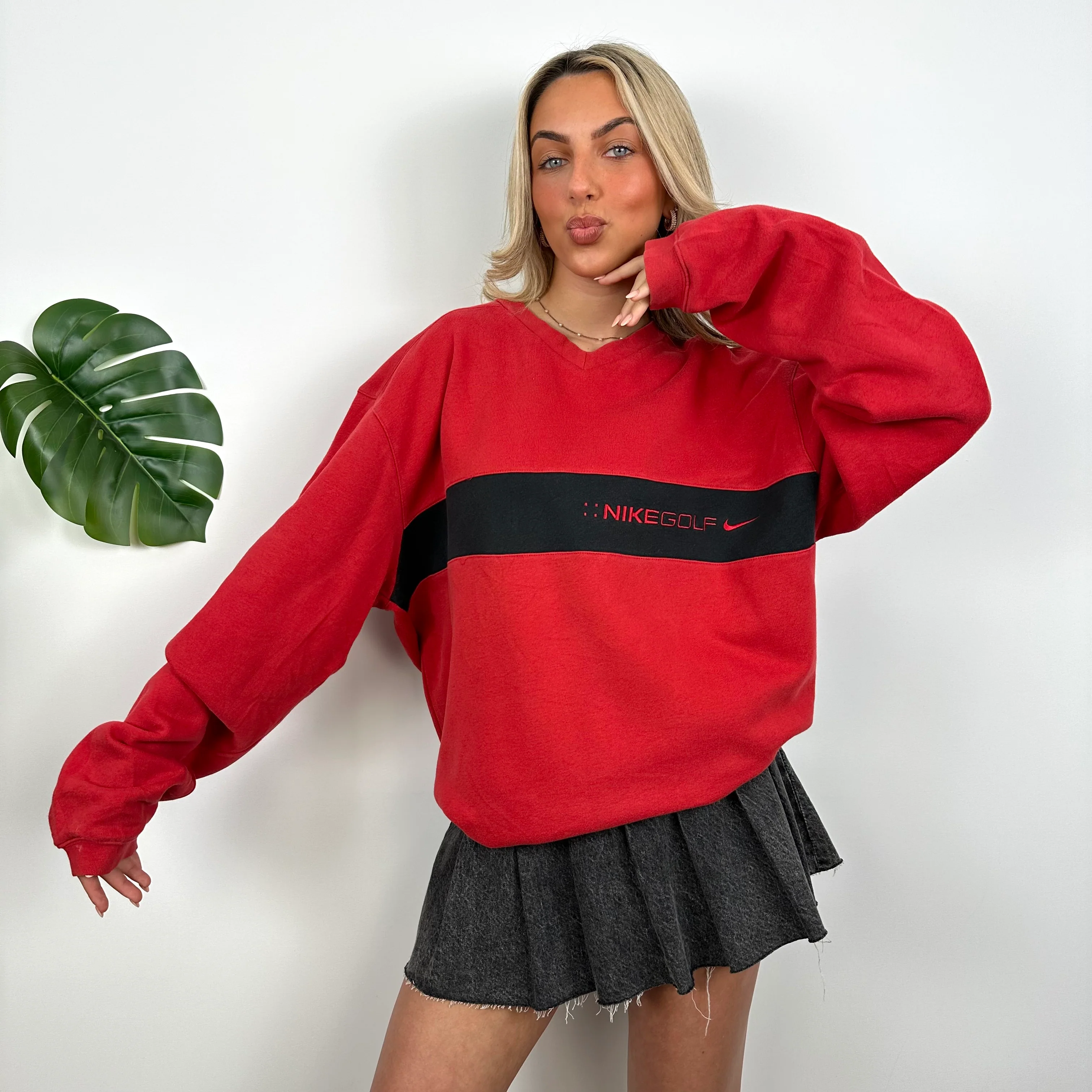 Nike Golf RARE Red Embroidered Spell Out Sweatshirt (XL) - Image 2