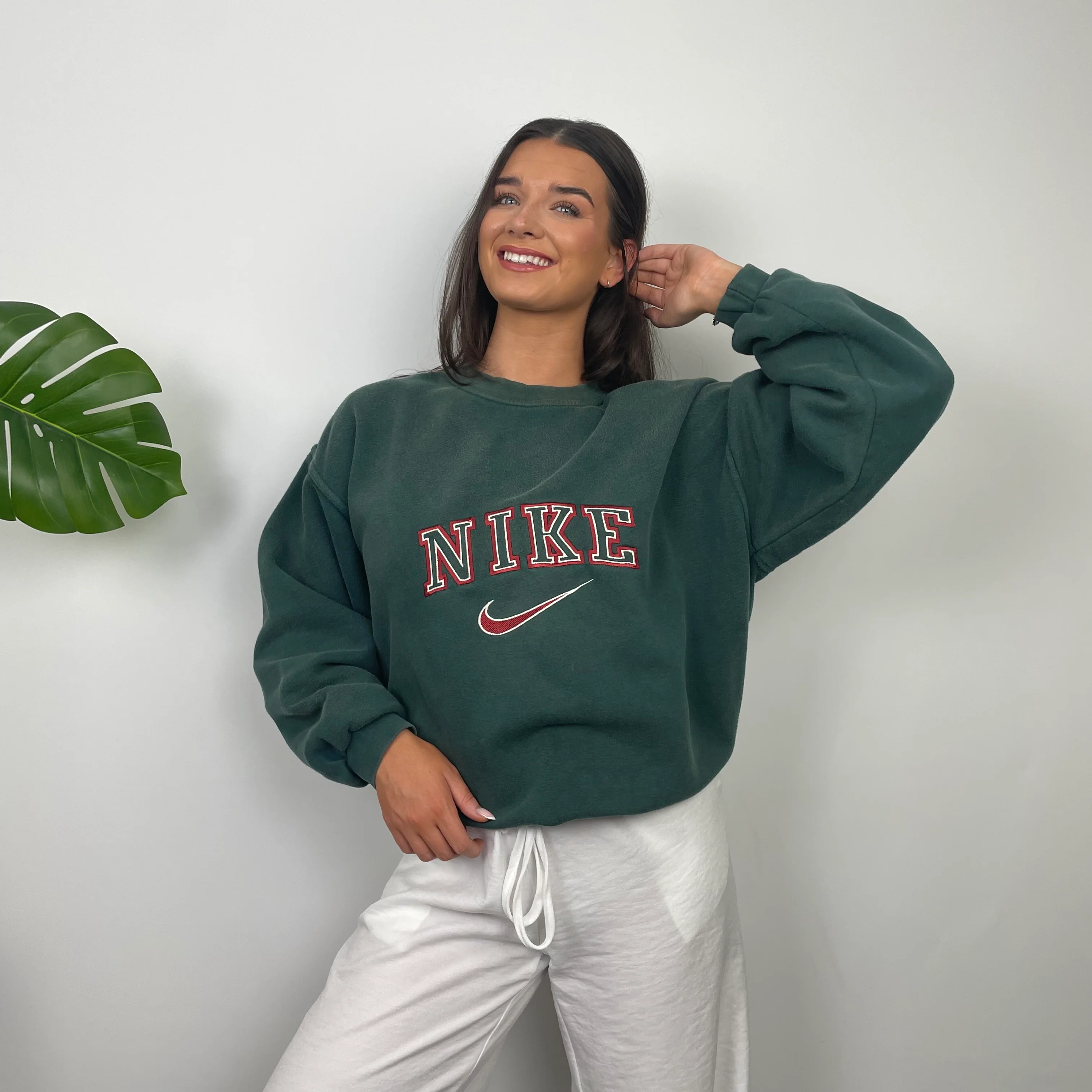 Nike Green Embroidered Spell Out Sweatshirt (XL) - Image 10