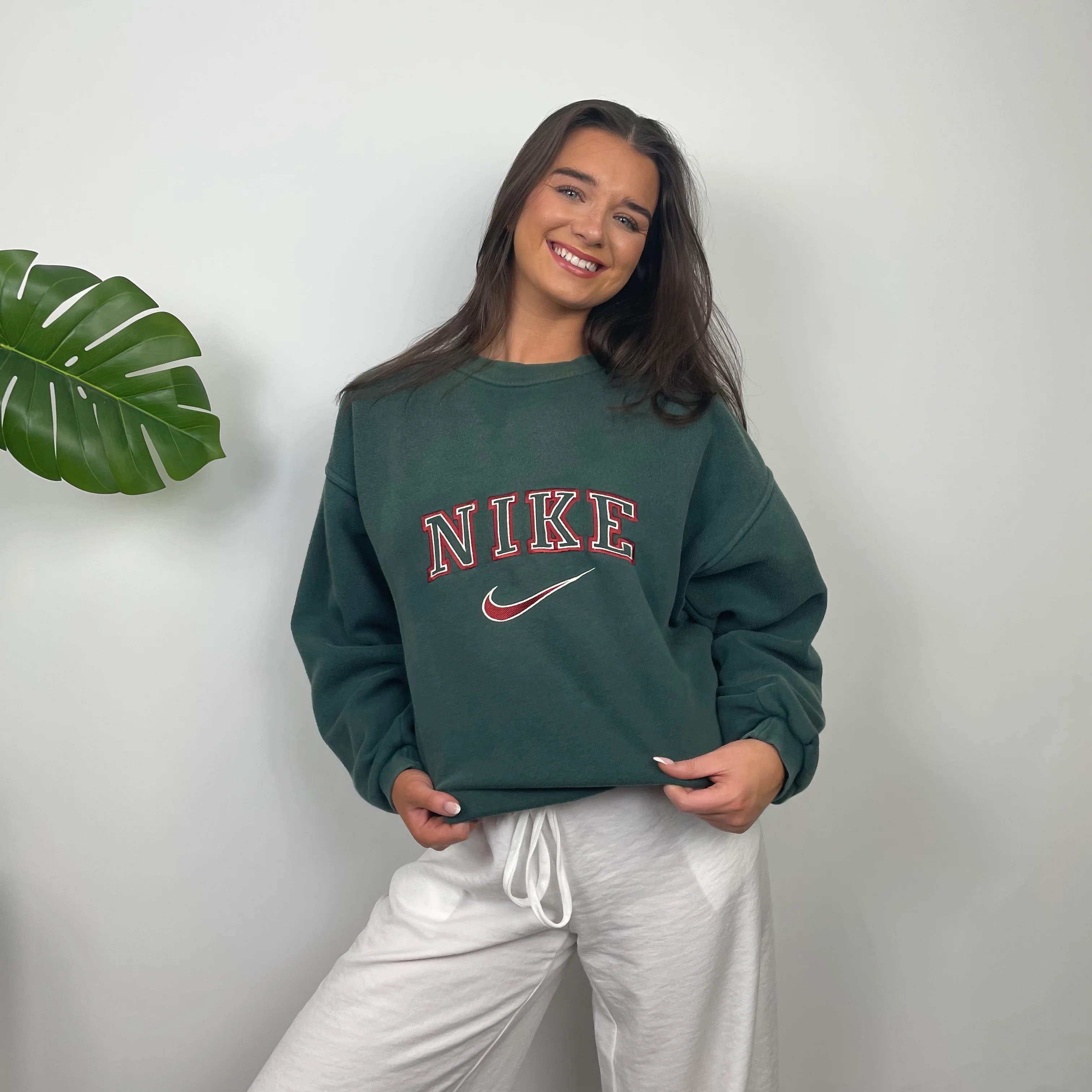 Nike Green Embroidered Spell Out Sweatshirt (XL) - Image 4