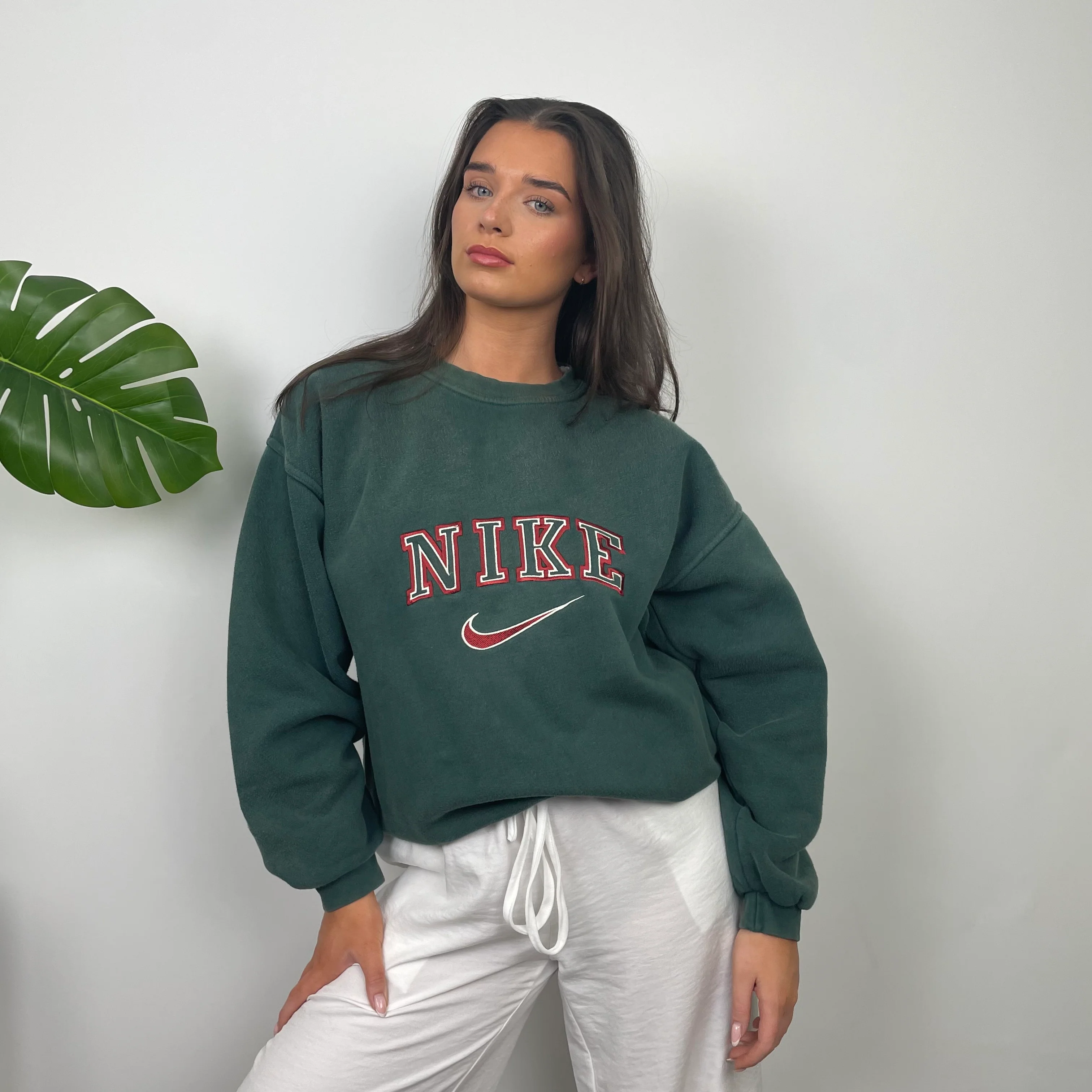Nike Green Embroidered Spell Out Sweatshirt (XL) - Image 6