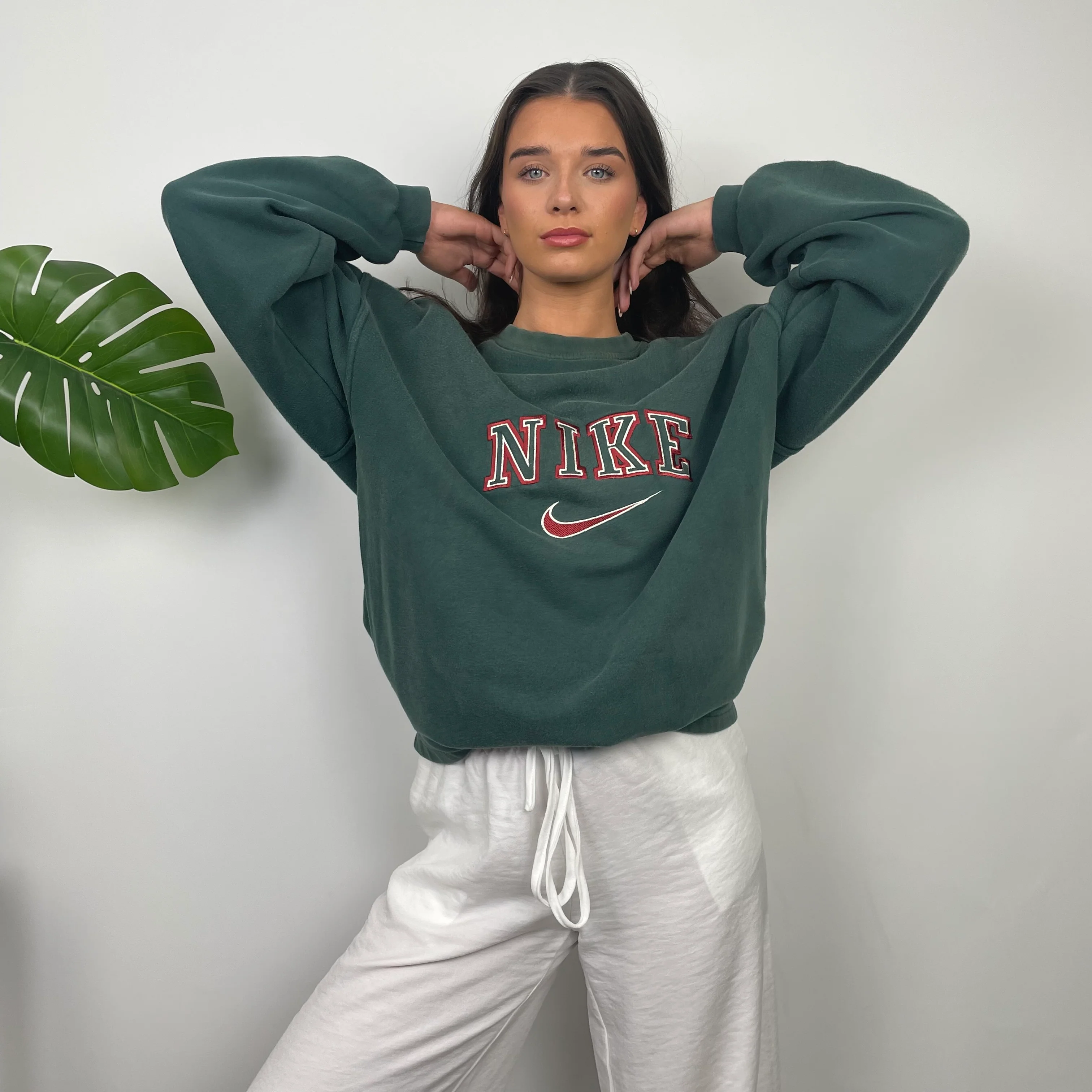 Nike Green Embroidered Spell Out Sweatshirt (XL) - Image 8