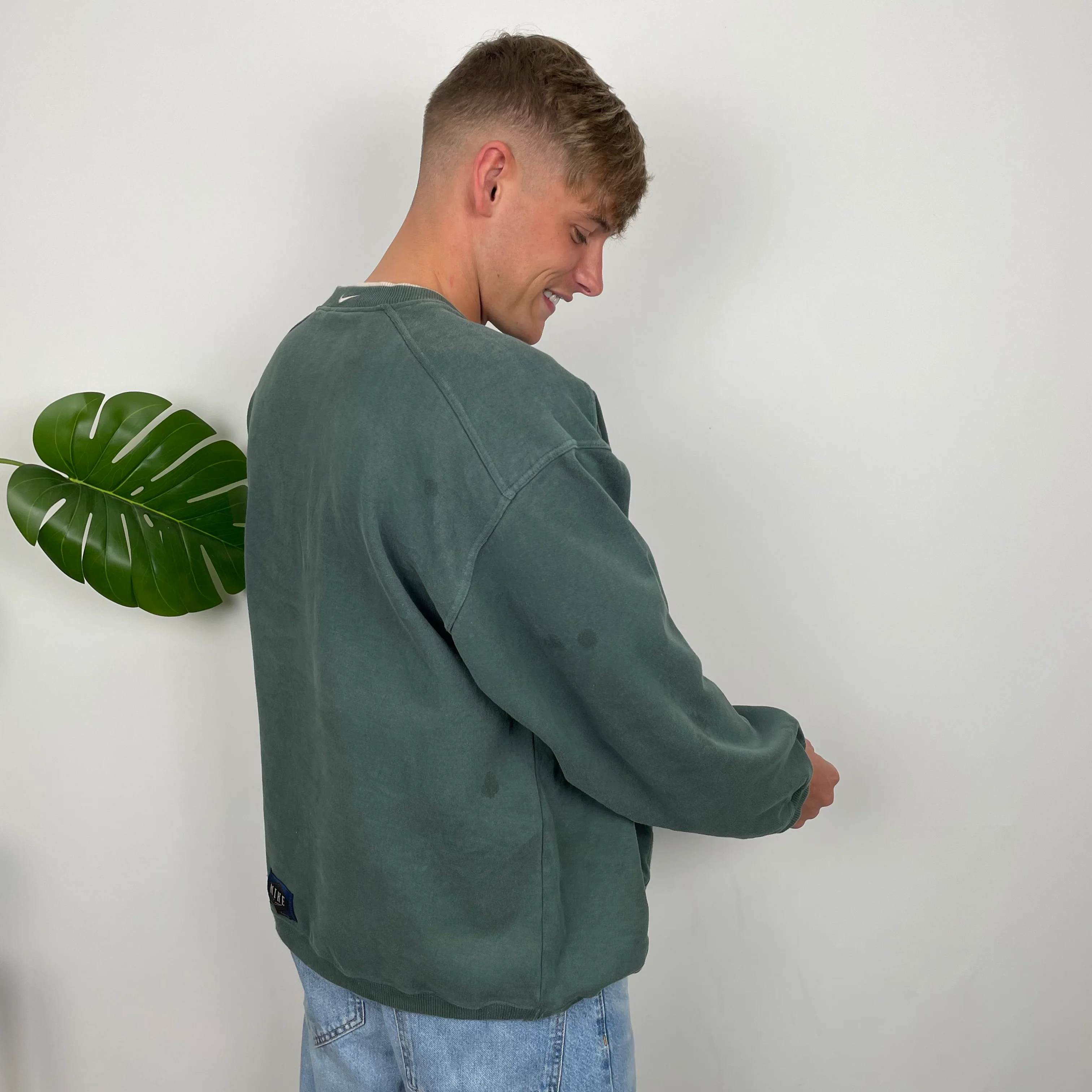 Nike Green Embroidered Spell Out Sweatshirt (XL) - Image 6