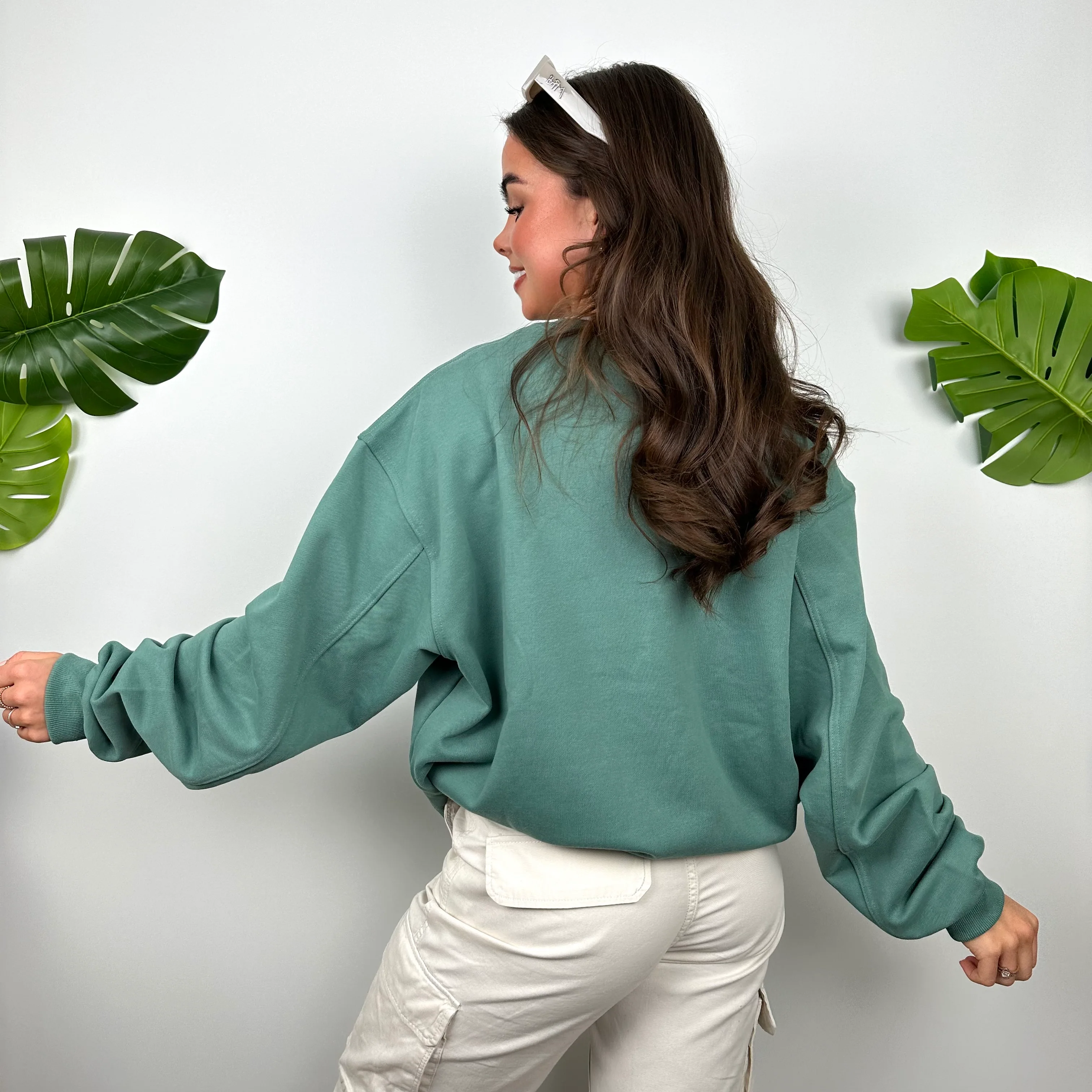 Nike Green Embroidered Spell Out Sweatshirt (L) - Image 6