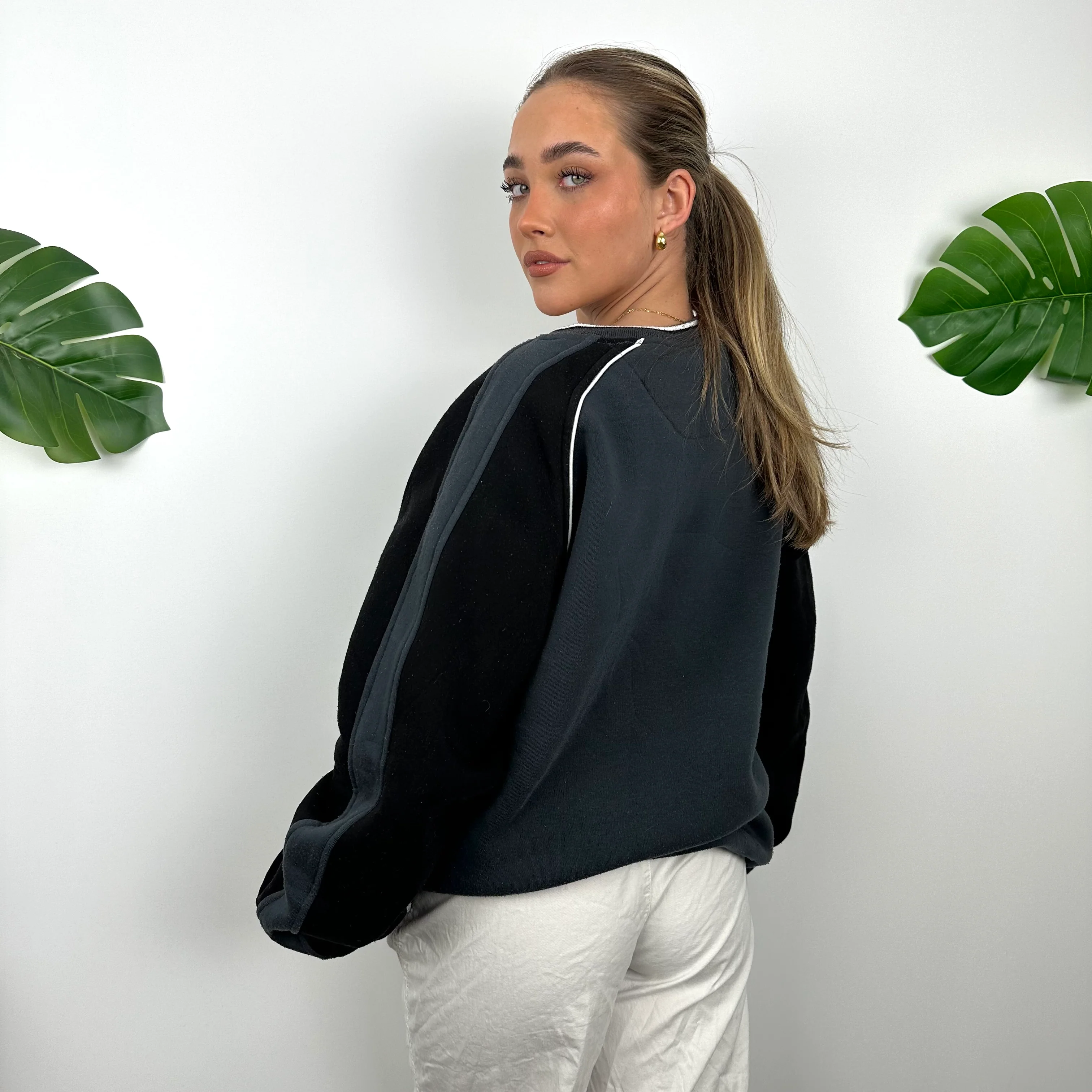 Nike Grey & Black Embroidered Swoosh Sweatshirt (XXL) - Image 4