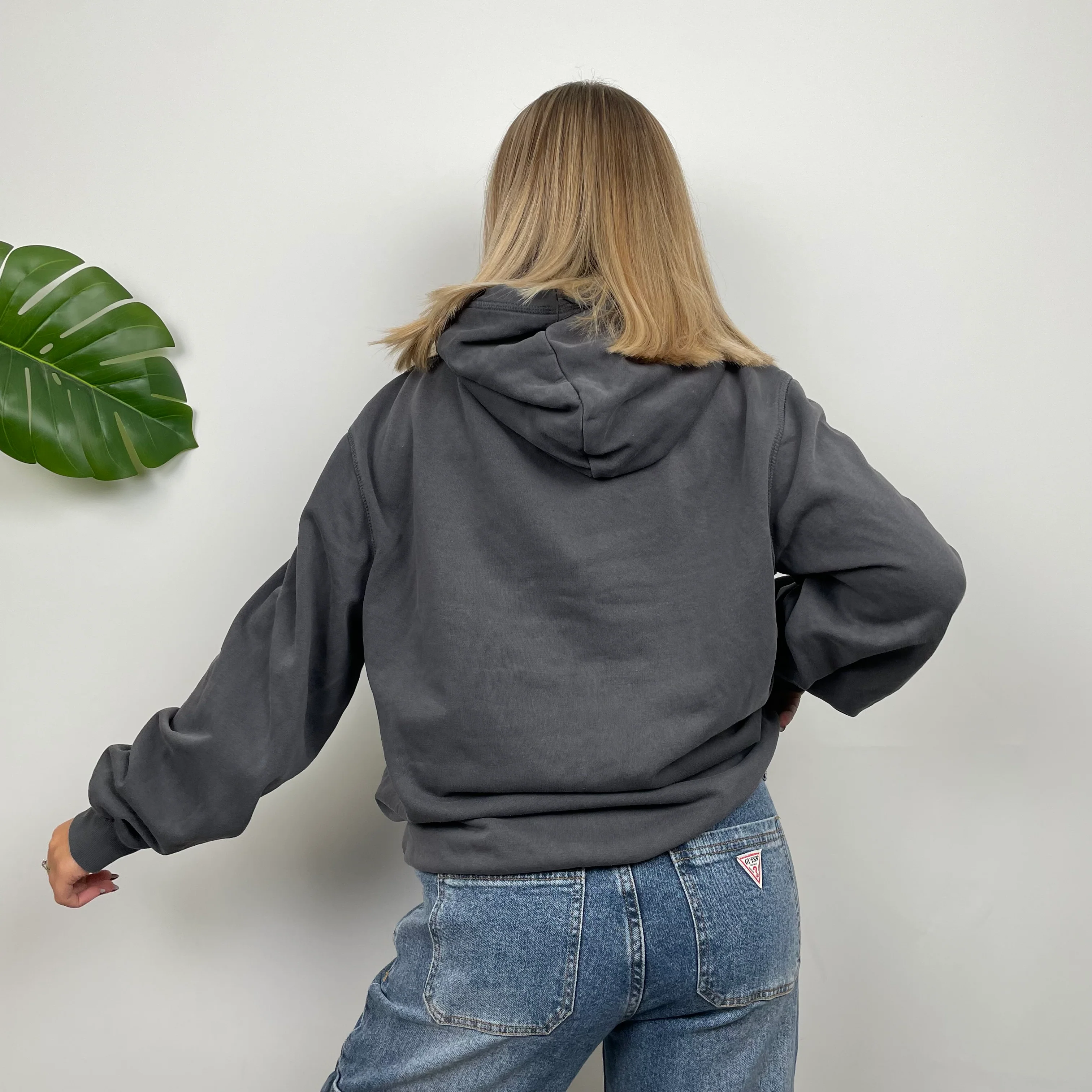 Nike Grey Embroidered Spell Out Hoodie (L) - Image 8