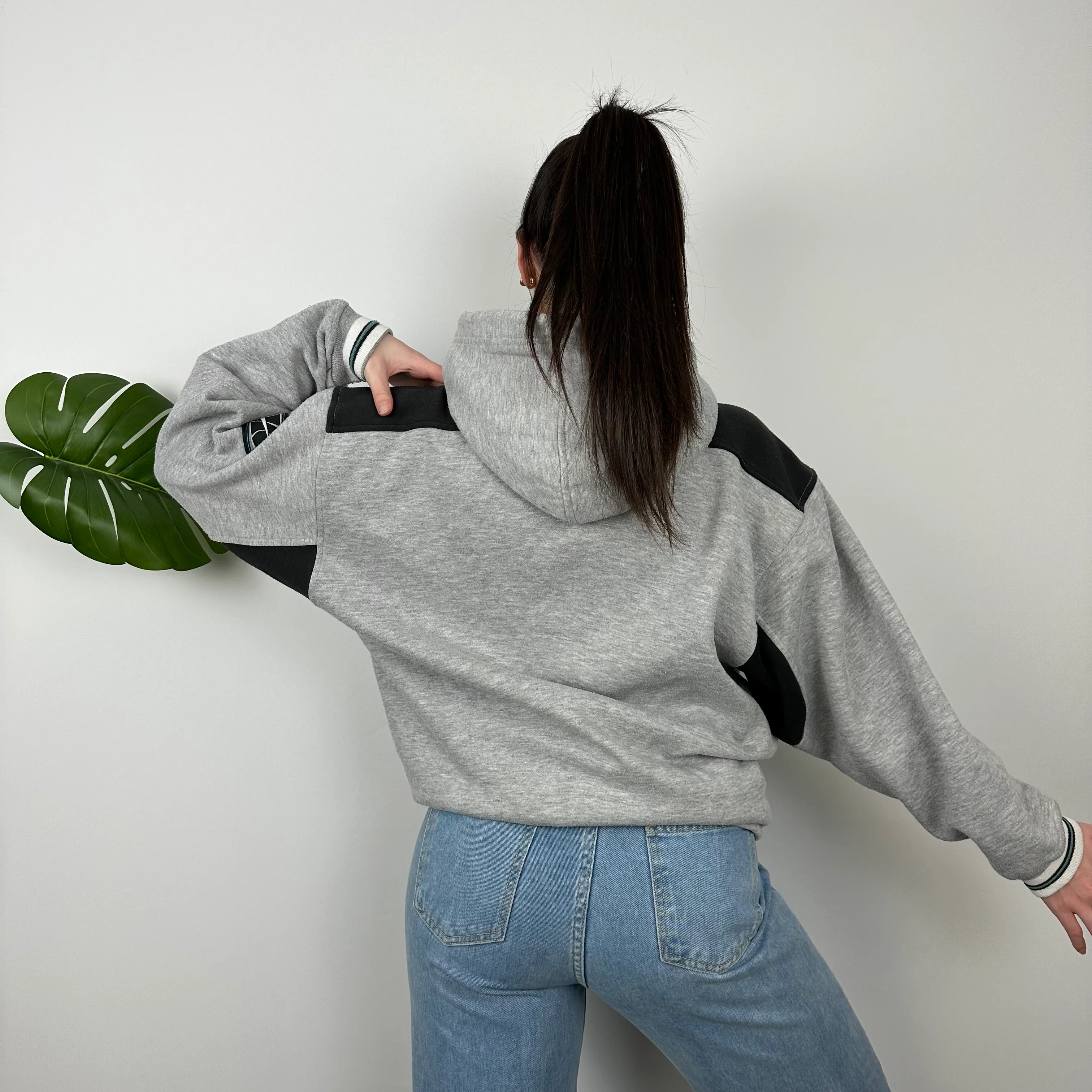Nike Grey Embroidered Spell Out Hoodie (L) - Image 4