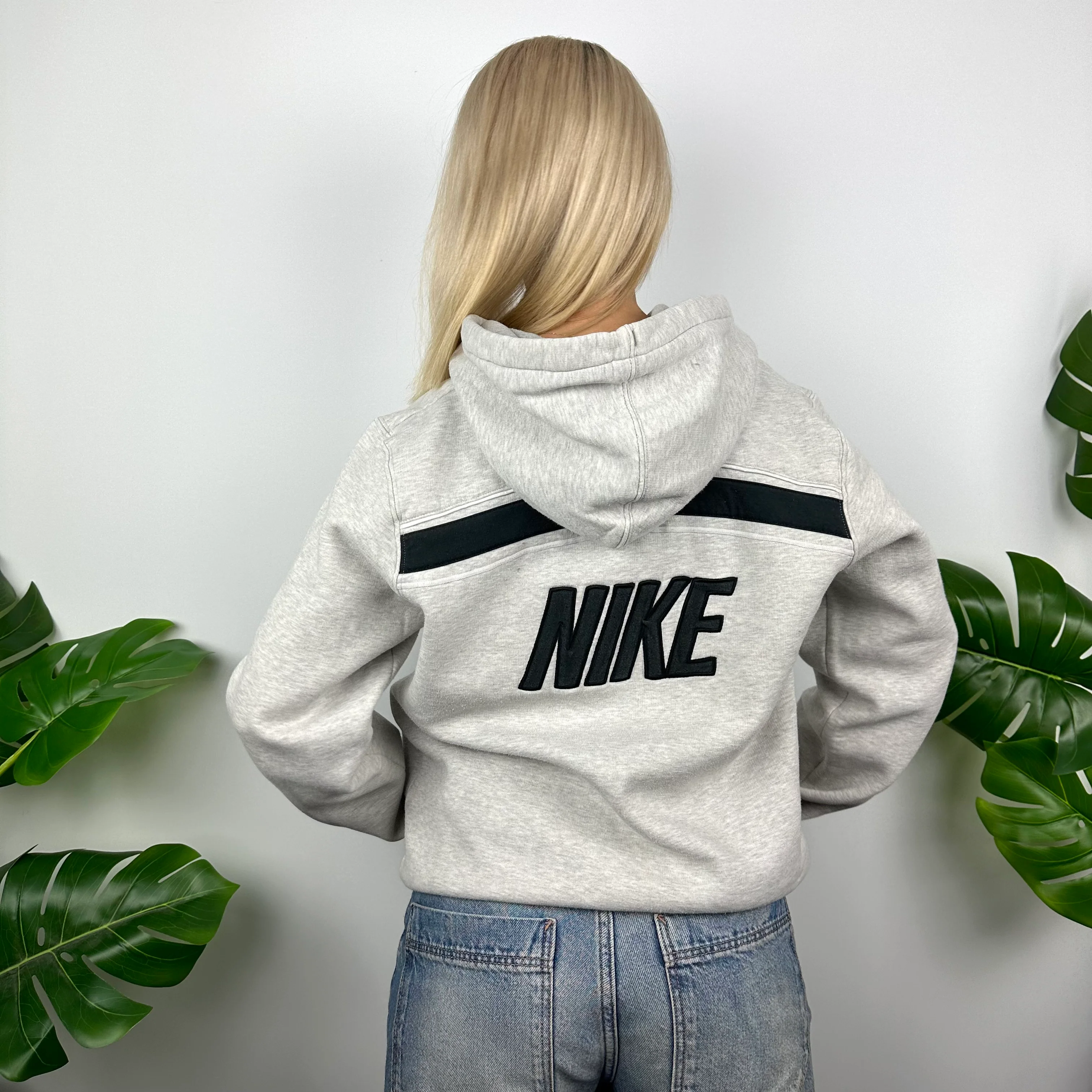 Nike Grey Embroidered Spell Out Hoodie (S) - Image 2