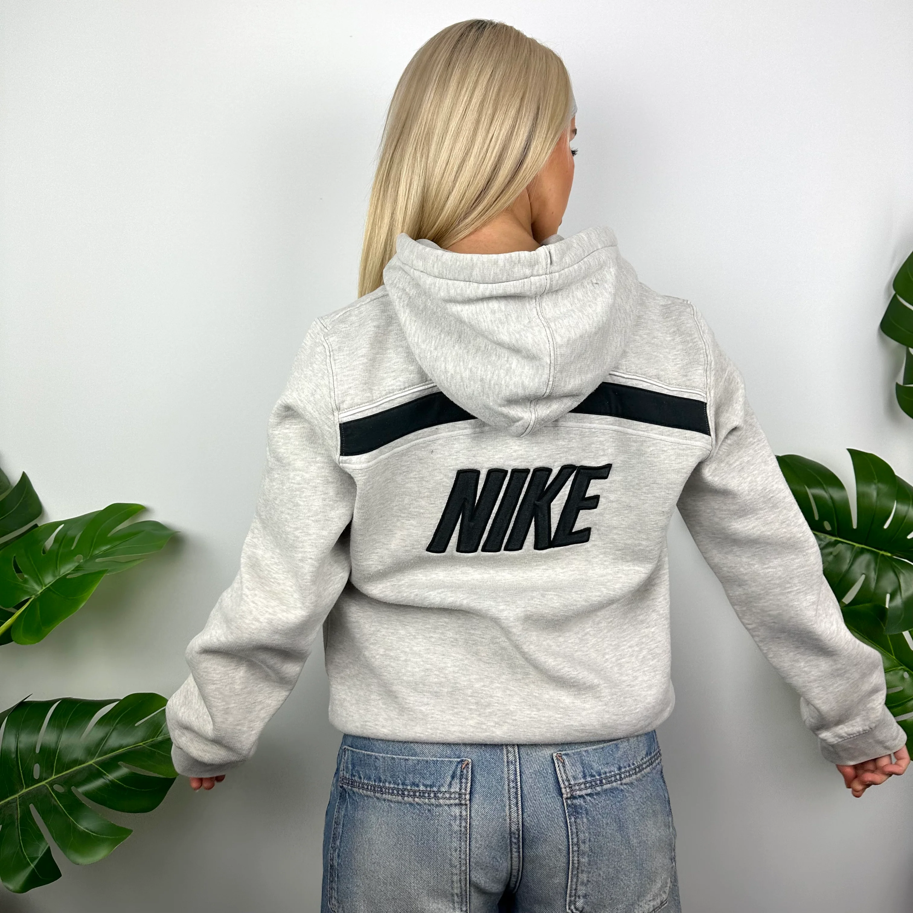Nike Grey Embroidered Spell Out Hoodie (S) - Image 6