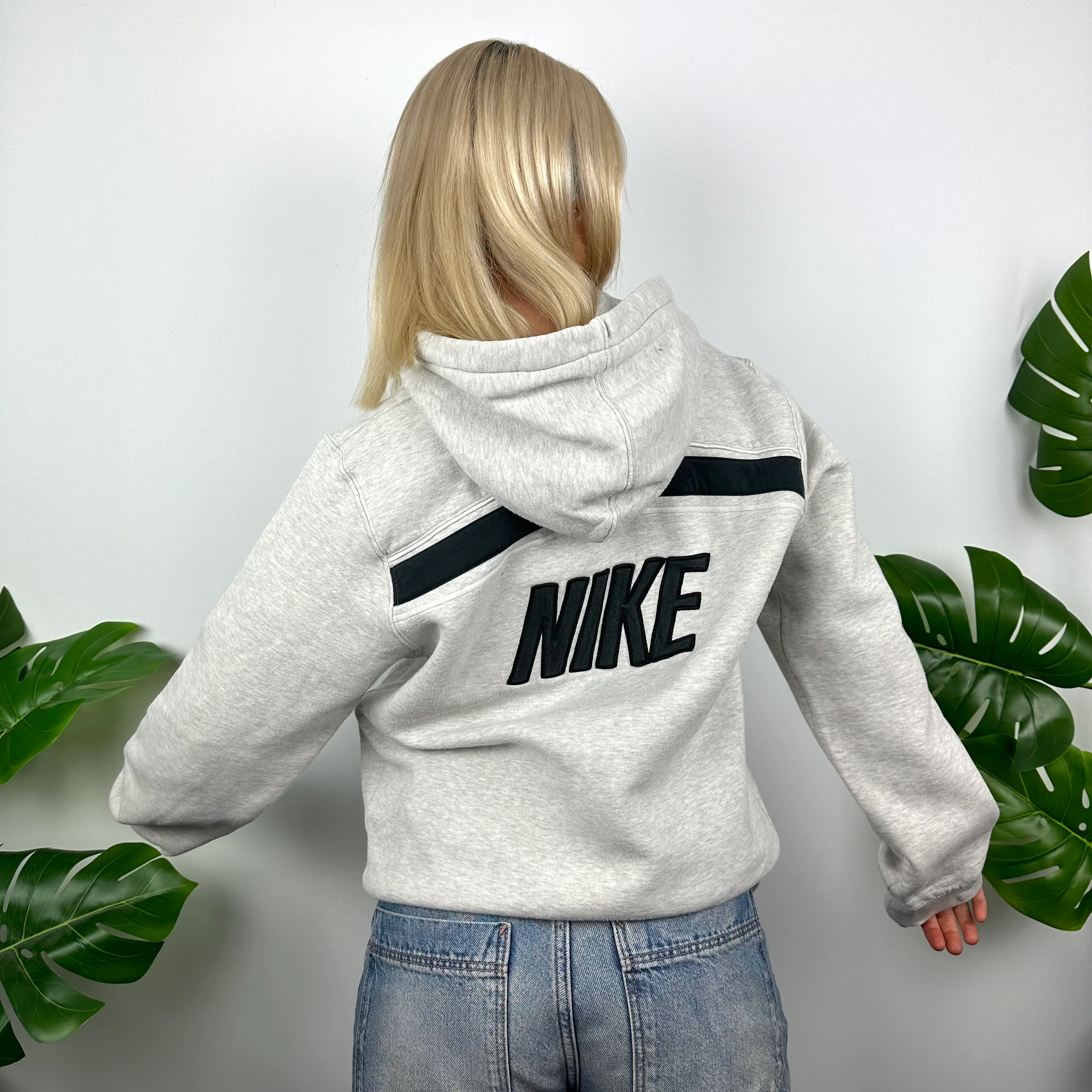 Nike Grey Embroidered Spell Out Hoodie (S) - Image 8