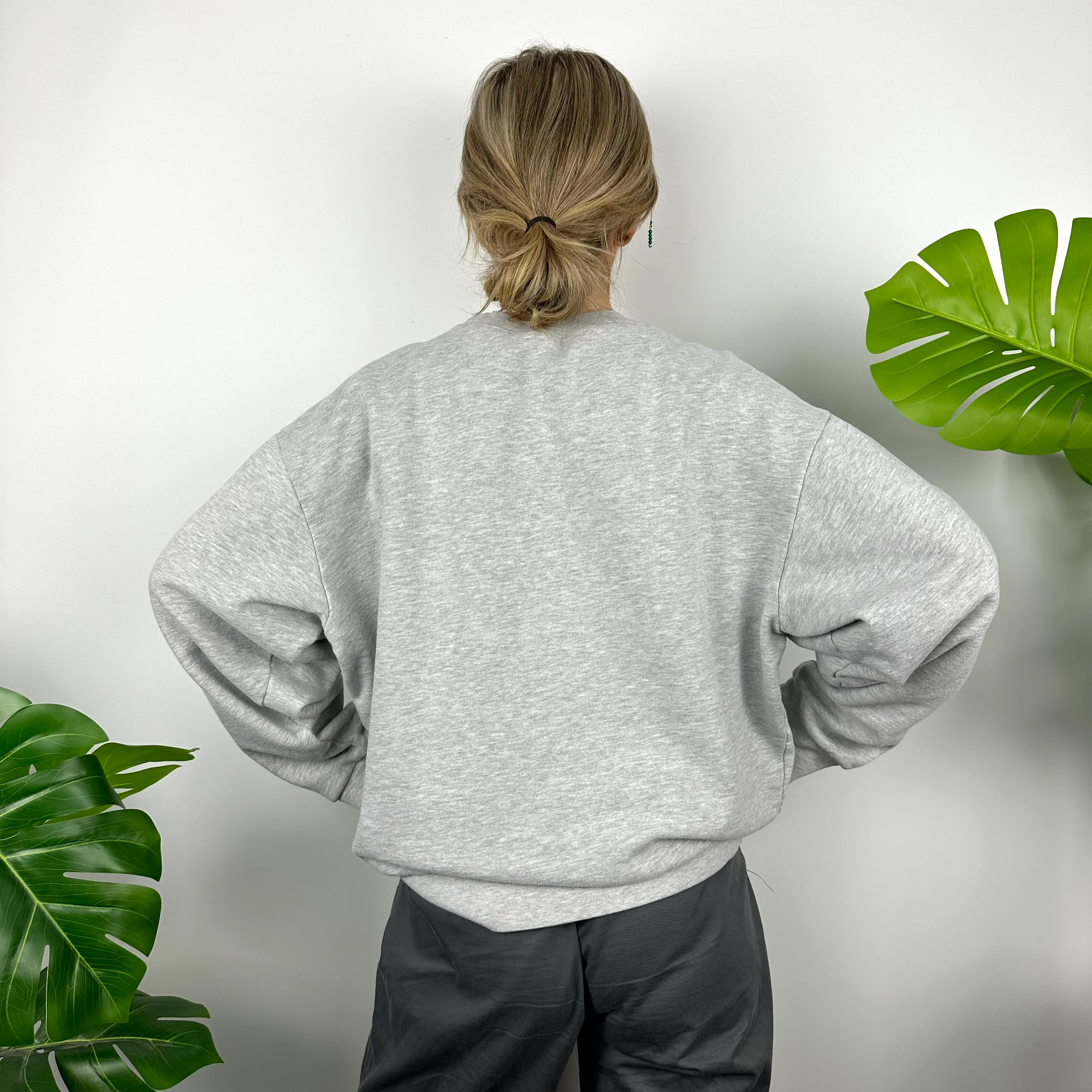 Nike Grey Embroidered Spell Out Sweatshirt (M) - Image 5