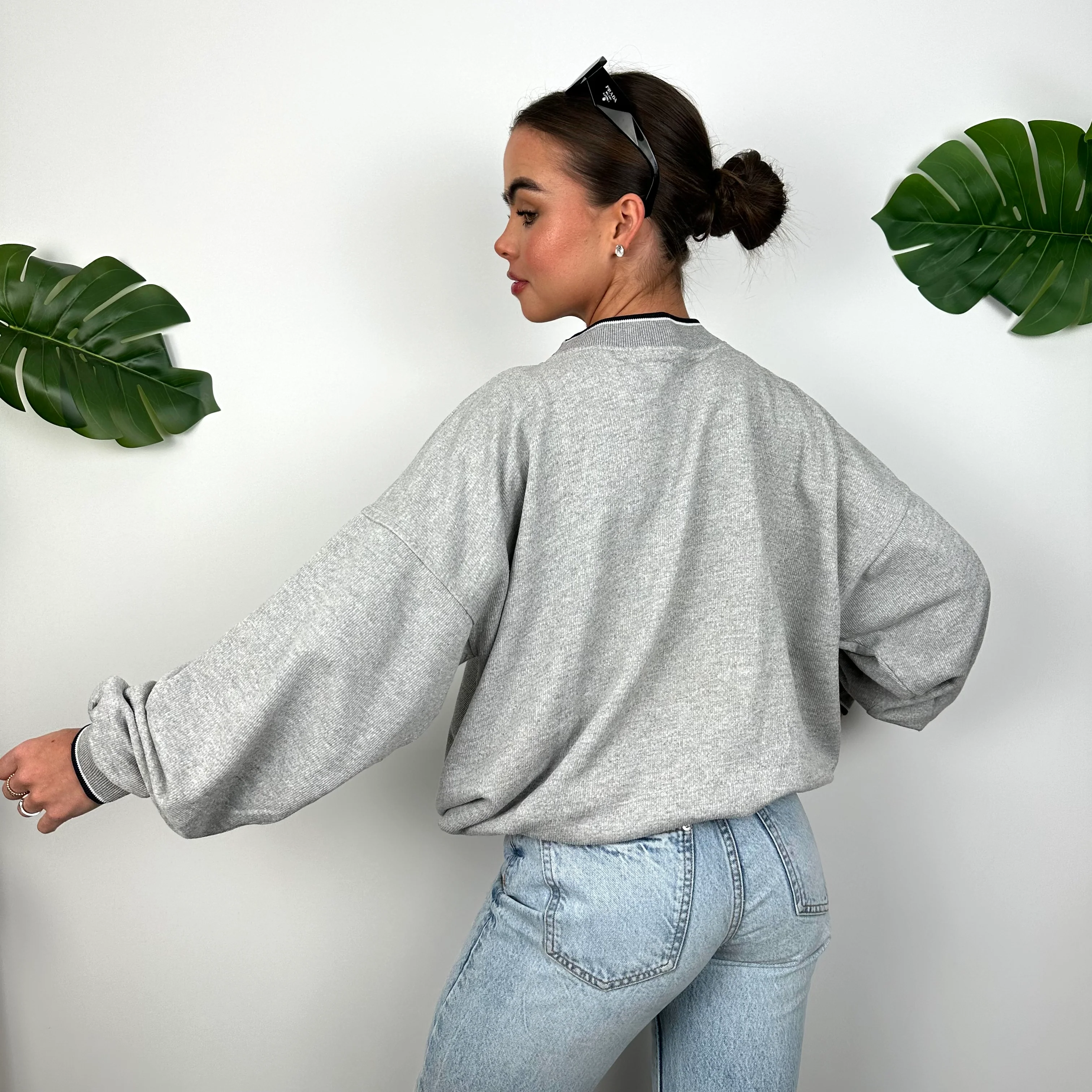 Nike Grey Embroidered Spell Out Sweatshirt (L) - Image 5