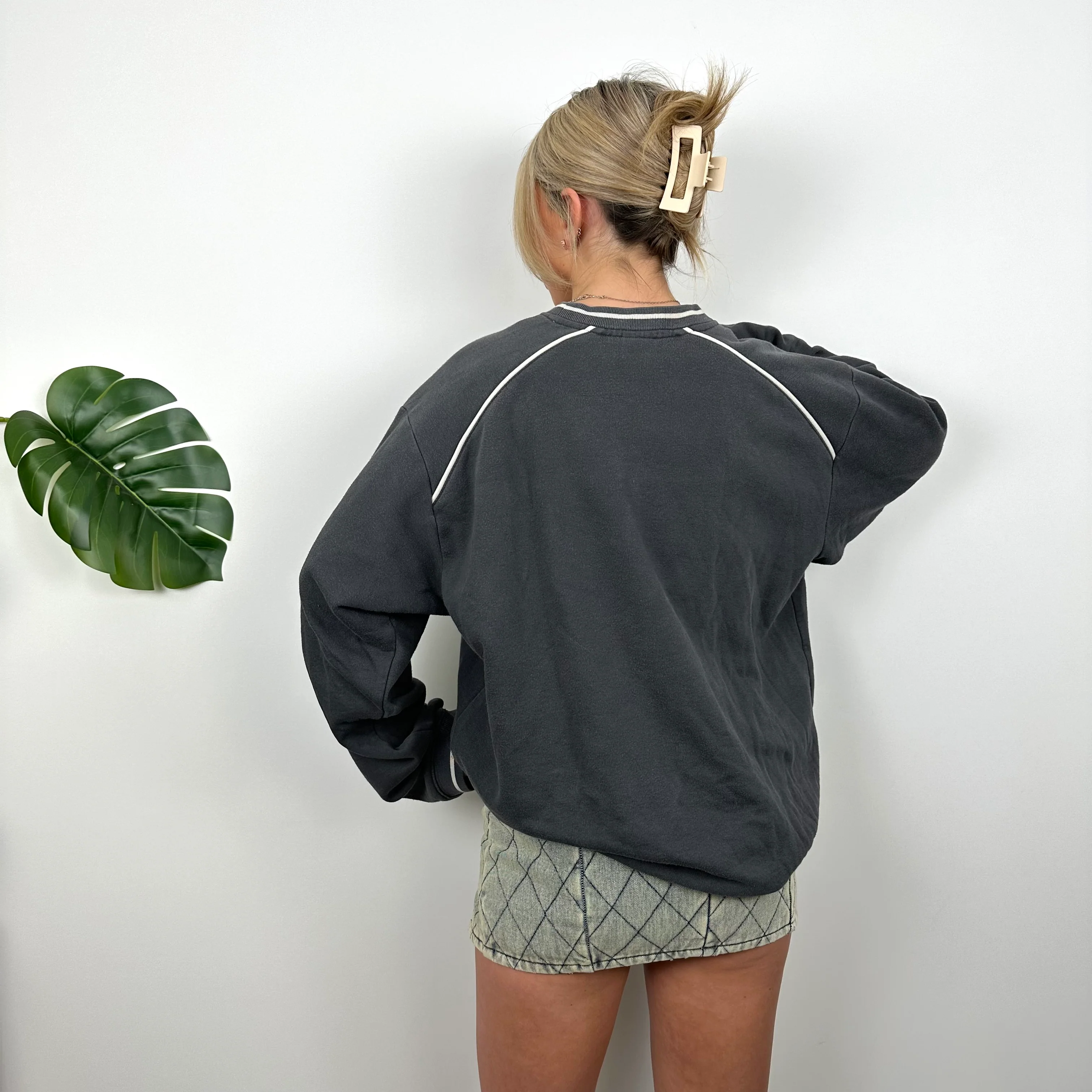 Nike Grey Embroidered Spell Out Sweatshirt (XL) - Image 5