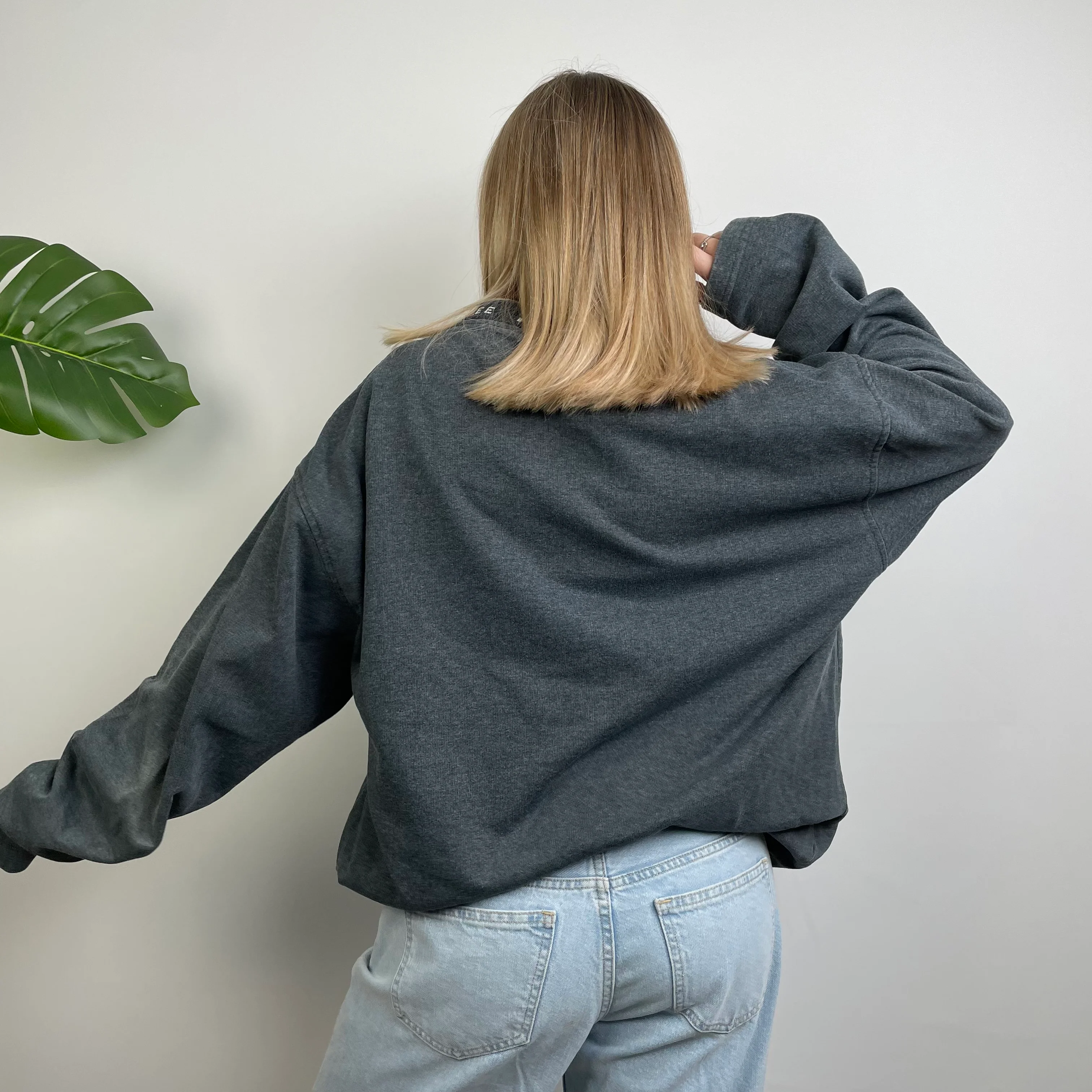Nike Grey Embroidered Spell Out Sweatshirt (XL) - Image 5