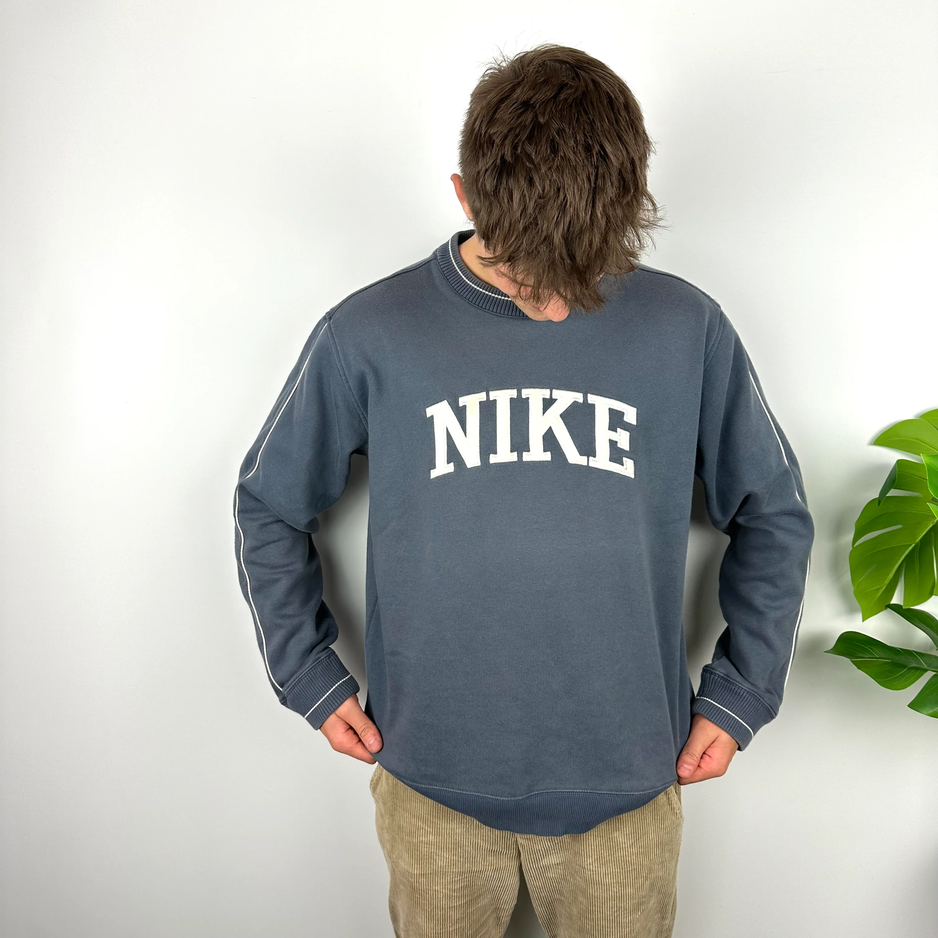 Nike Blue Embroidered Spell Out Sweatshirt (L) - Image 2