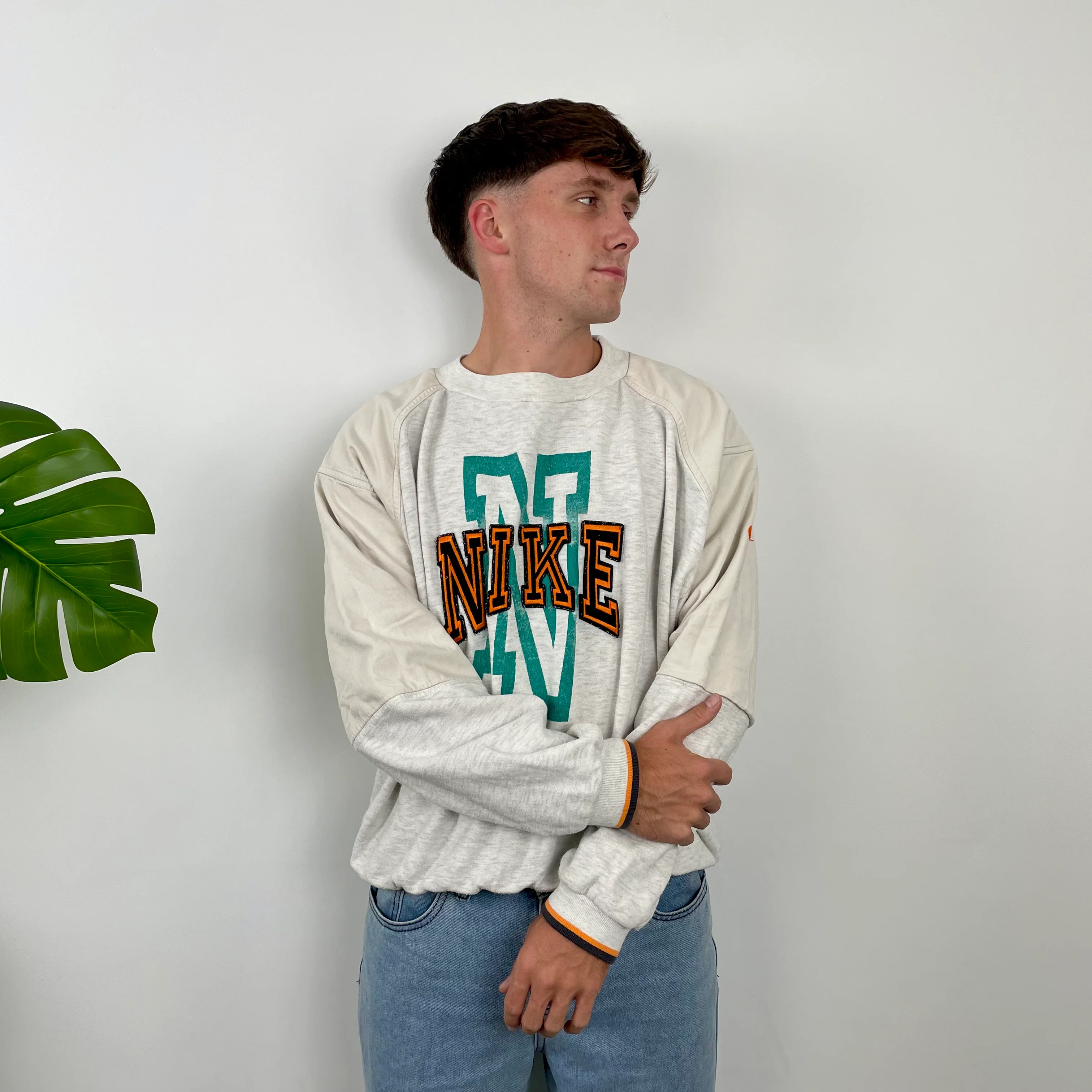Nike Grey Embroidered Spell Out Sweatshirt (M) - Image 2