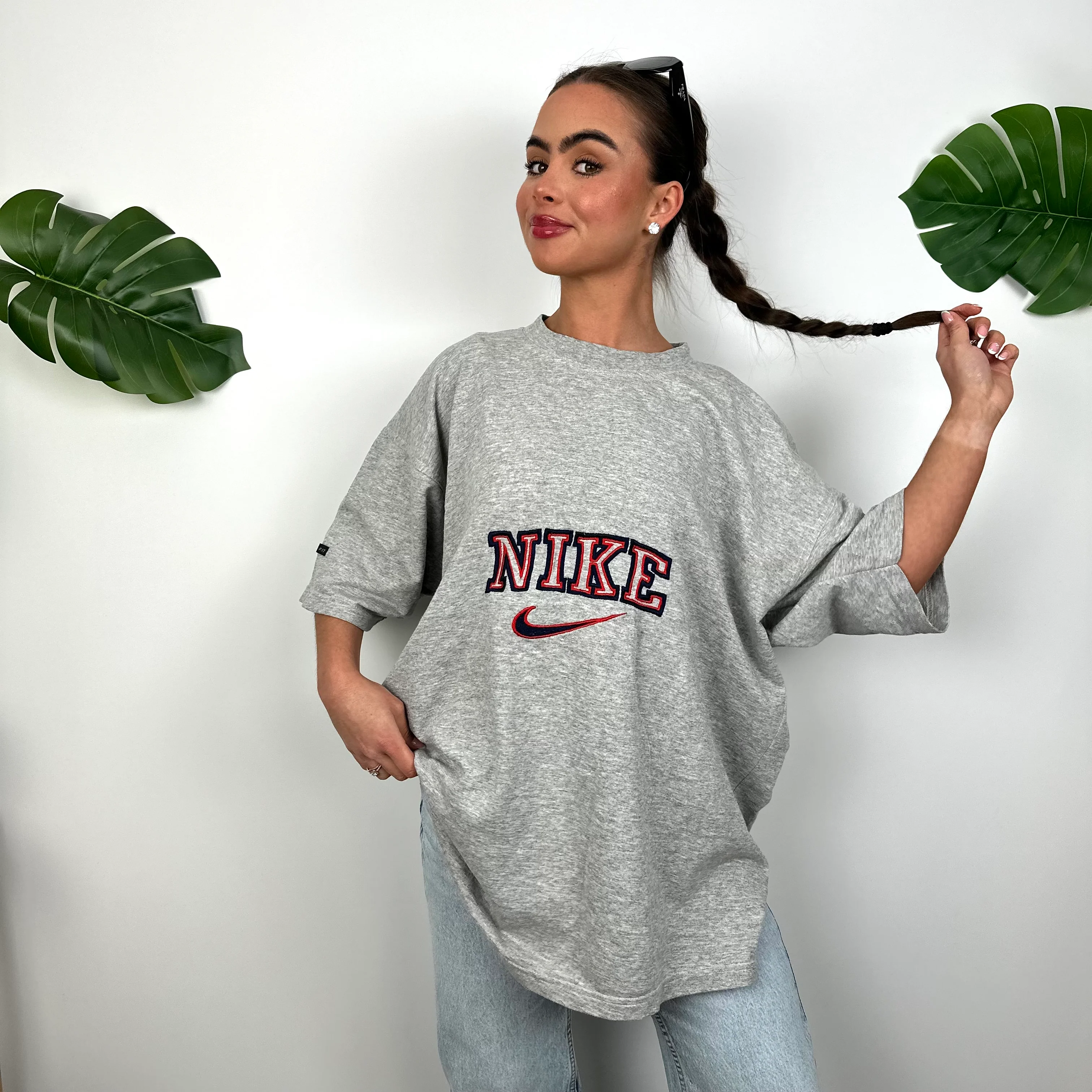 Nike Grey Embroidered Spell Out T Shirt (XL) - Image 3