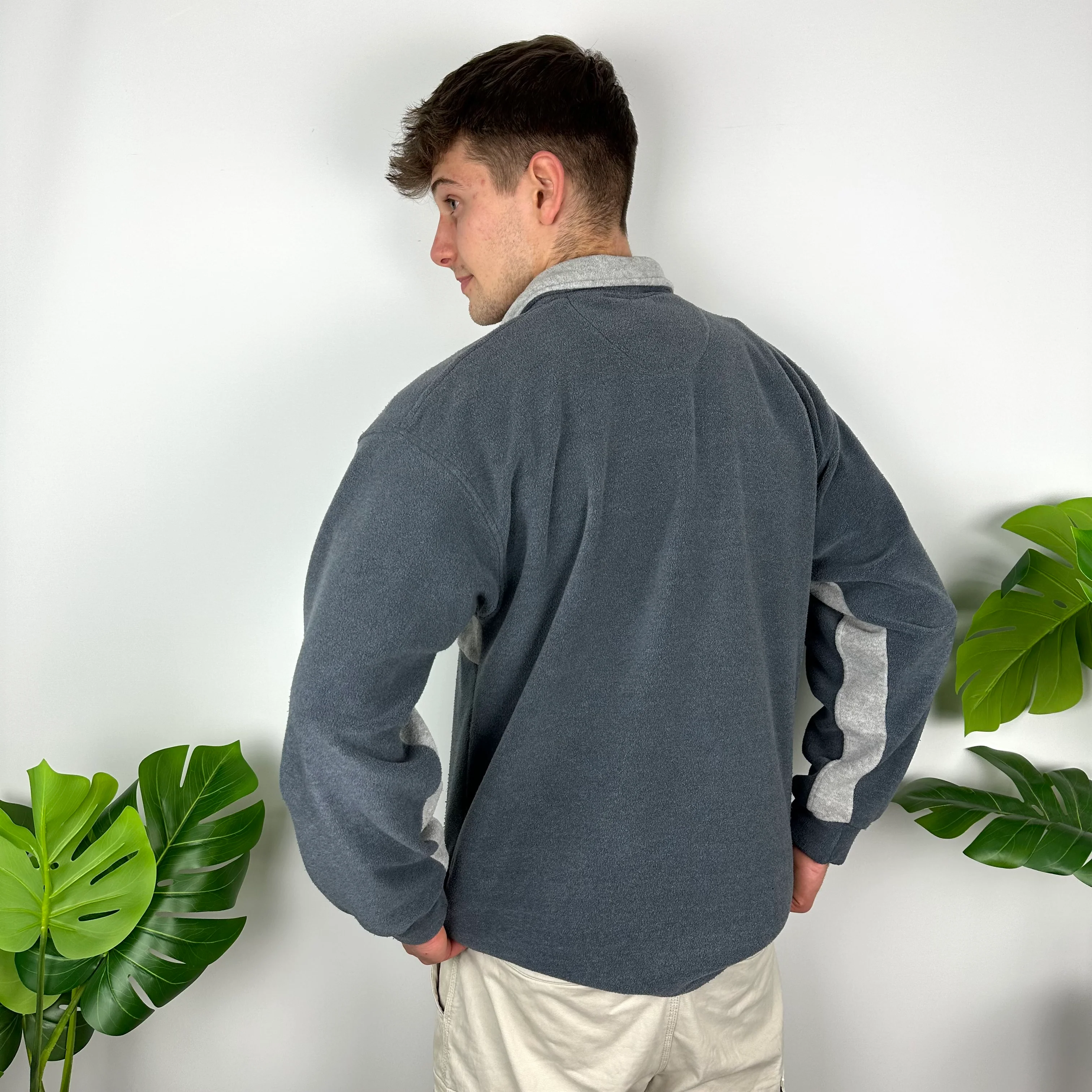 Nike Grey Embroidered Spell Out Teddy Bear Fleece Quarter Zip Sweatshirt (L) - Image 8