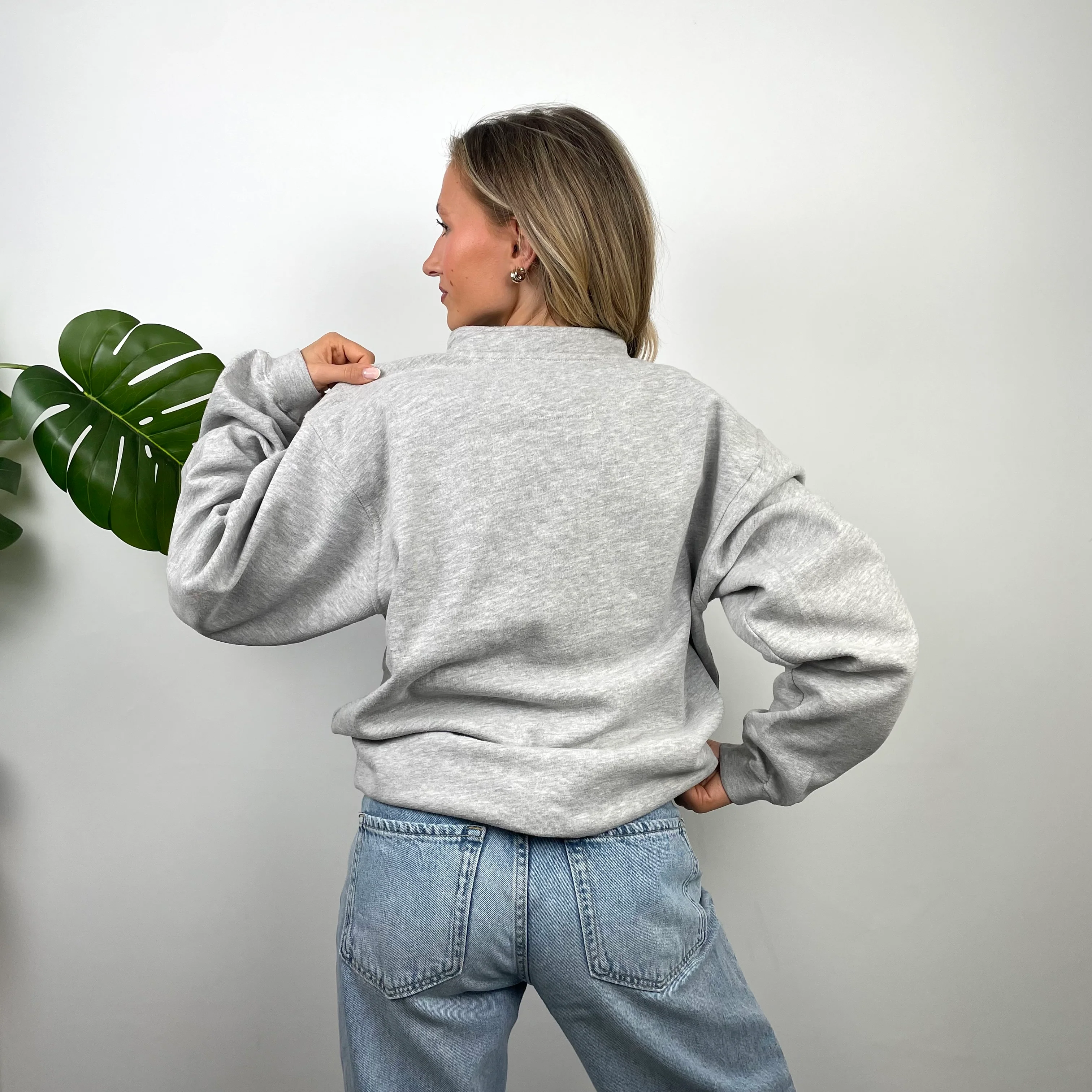 Nike Grey Embroidered Swoosh Quarter Zip Sweatshirt (M) - Image 4