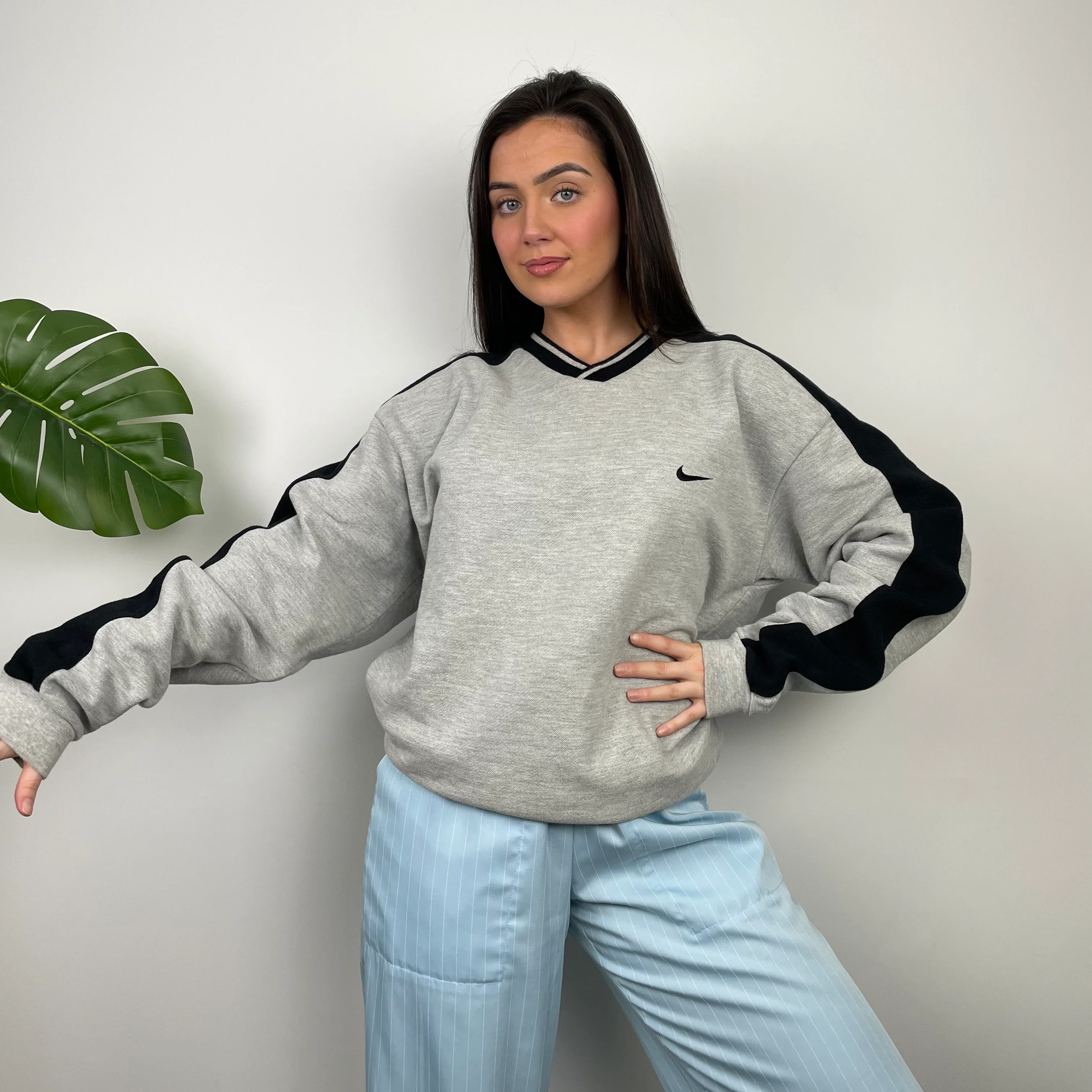Nike Grey Embroidered Swoosh Sweatshirt (XXL) - Image 2