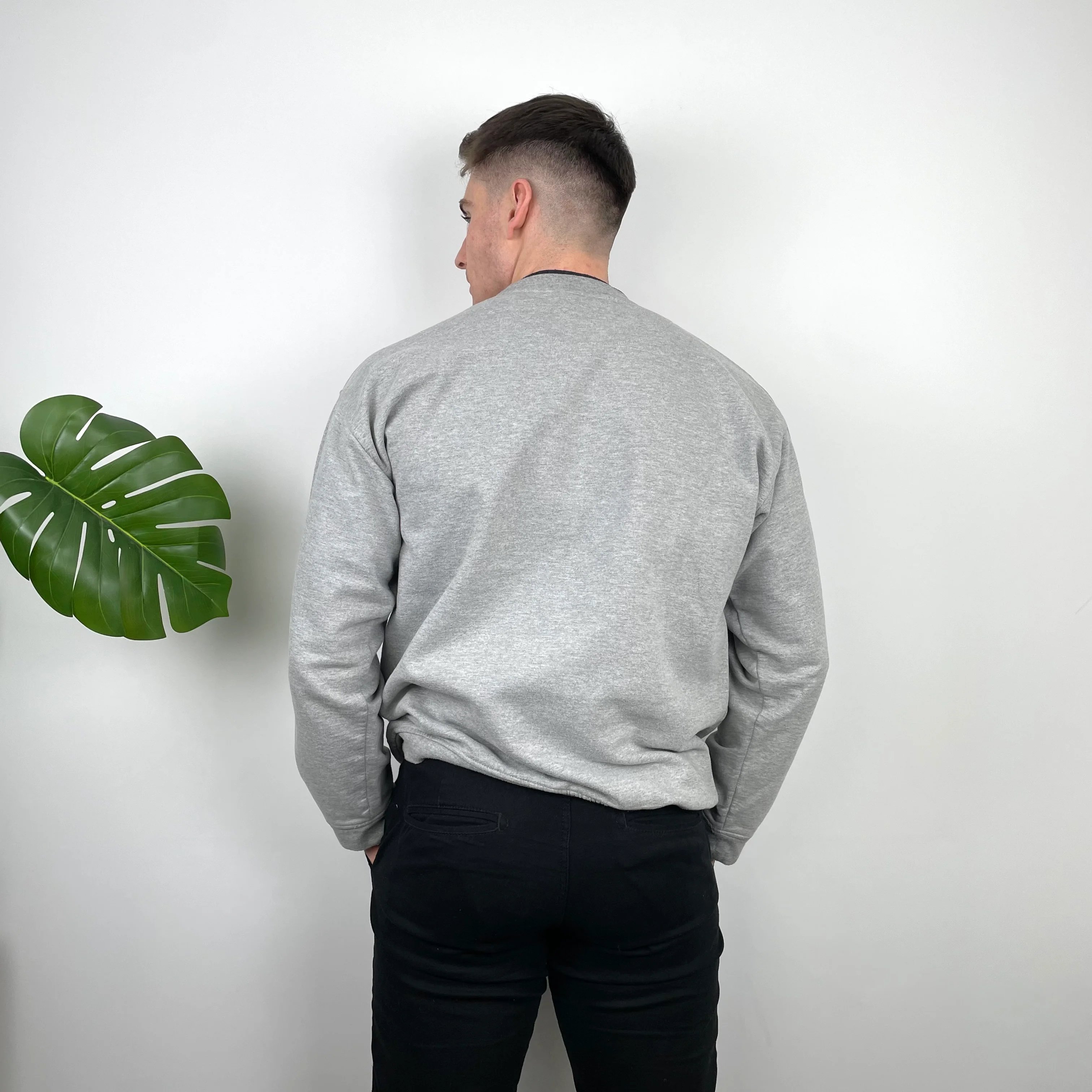 Nike Grey Embroidered Swoosh Sweatshirt (XL) - Image 5