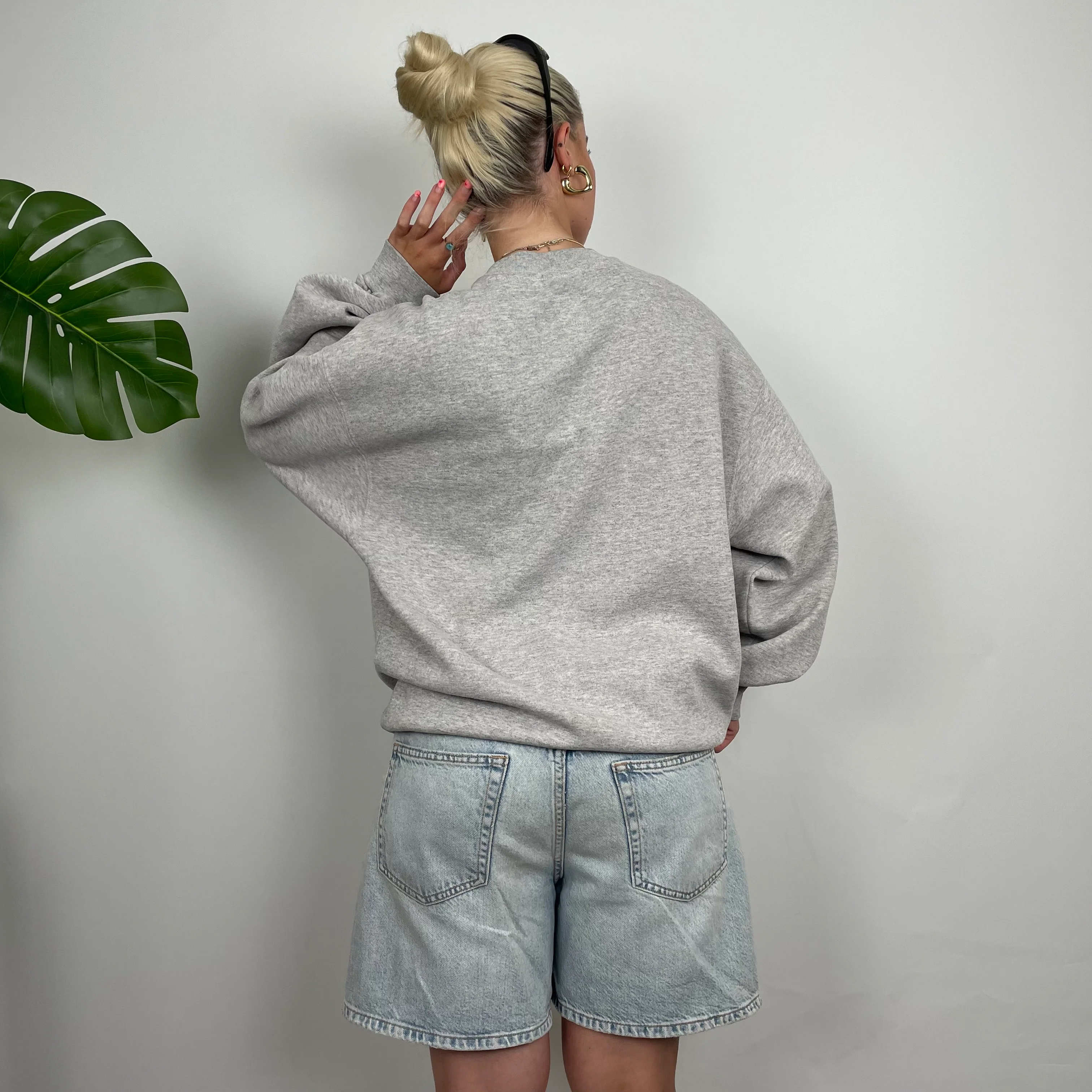 Nike Grey Embroidered Swoosh Sweatshirt (L) - Image 6