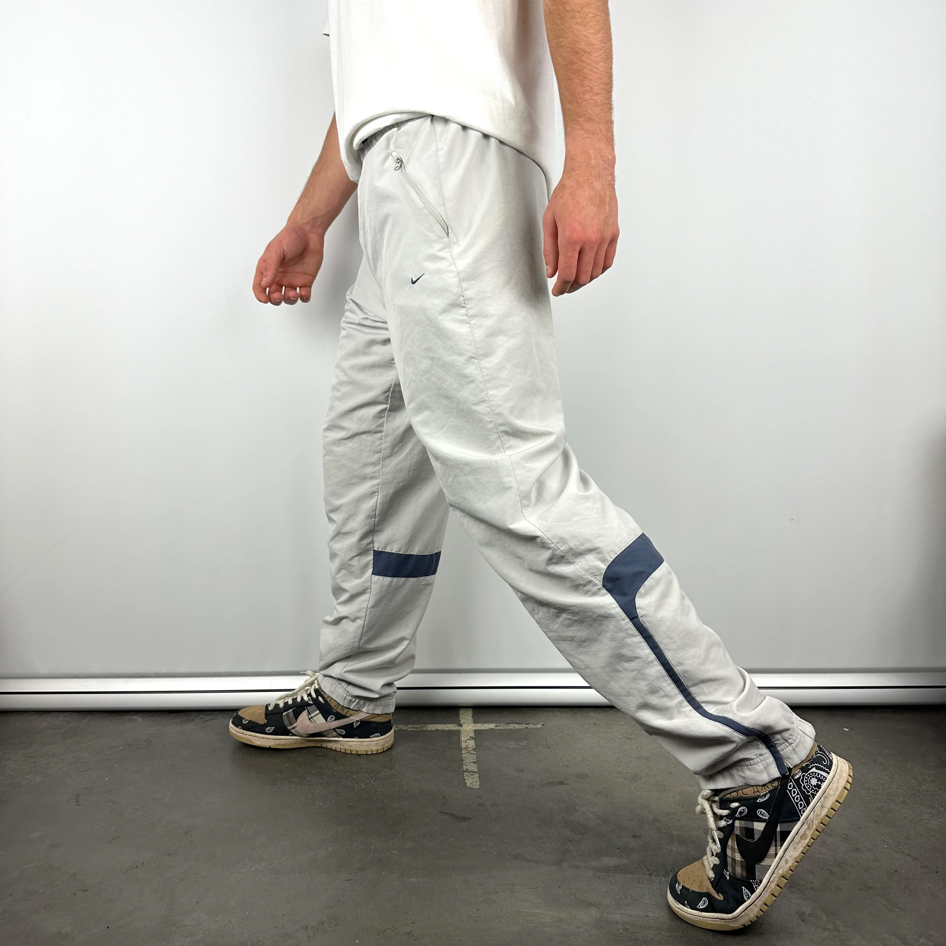 Nike Grey Embroidered Swoosh Track Pants (M) - Image 2
