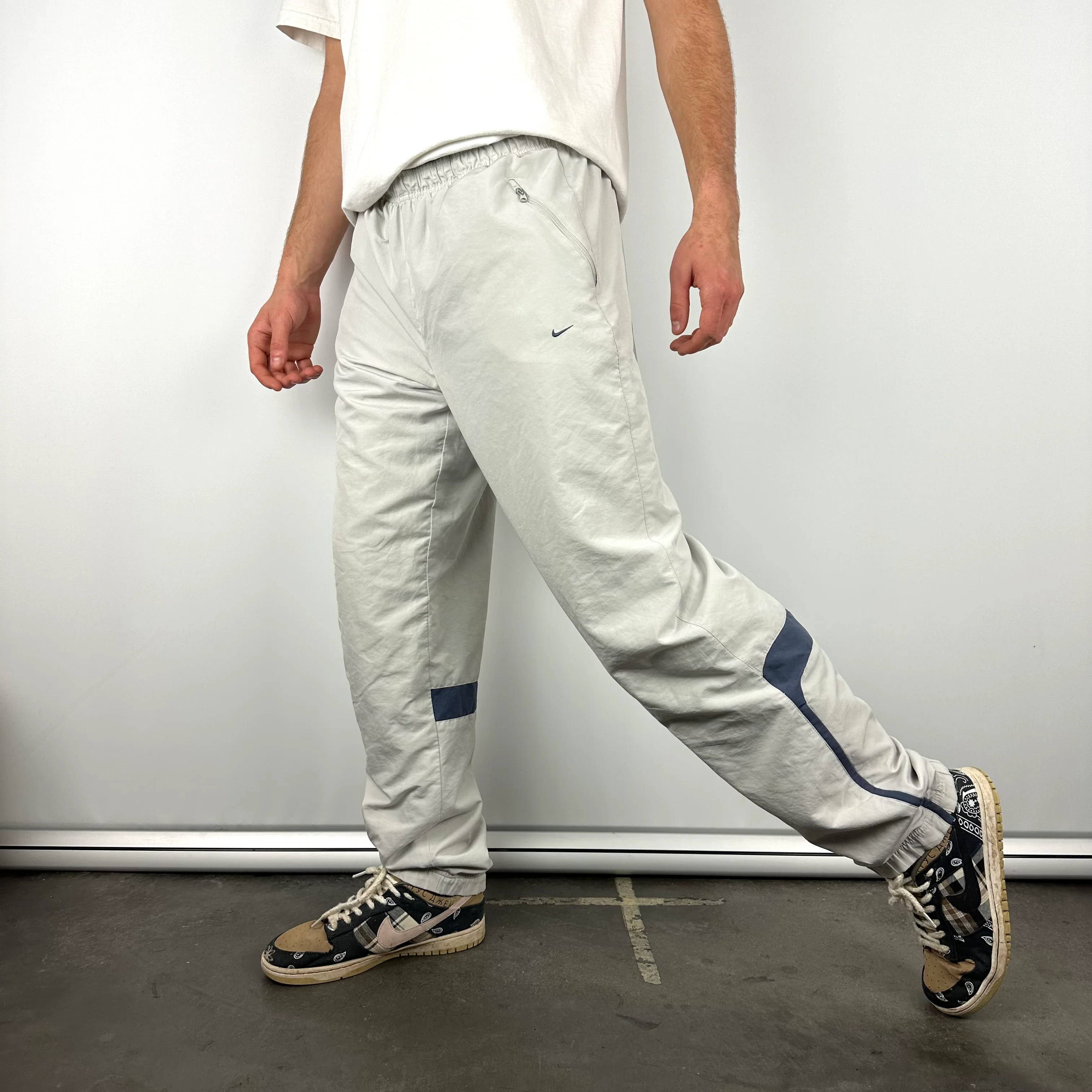 Nike Grey Embroidered Swoosh Track Pants (M) - Image 3