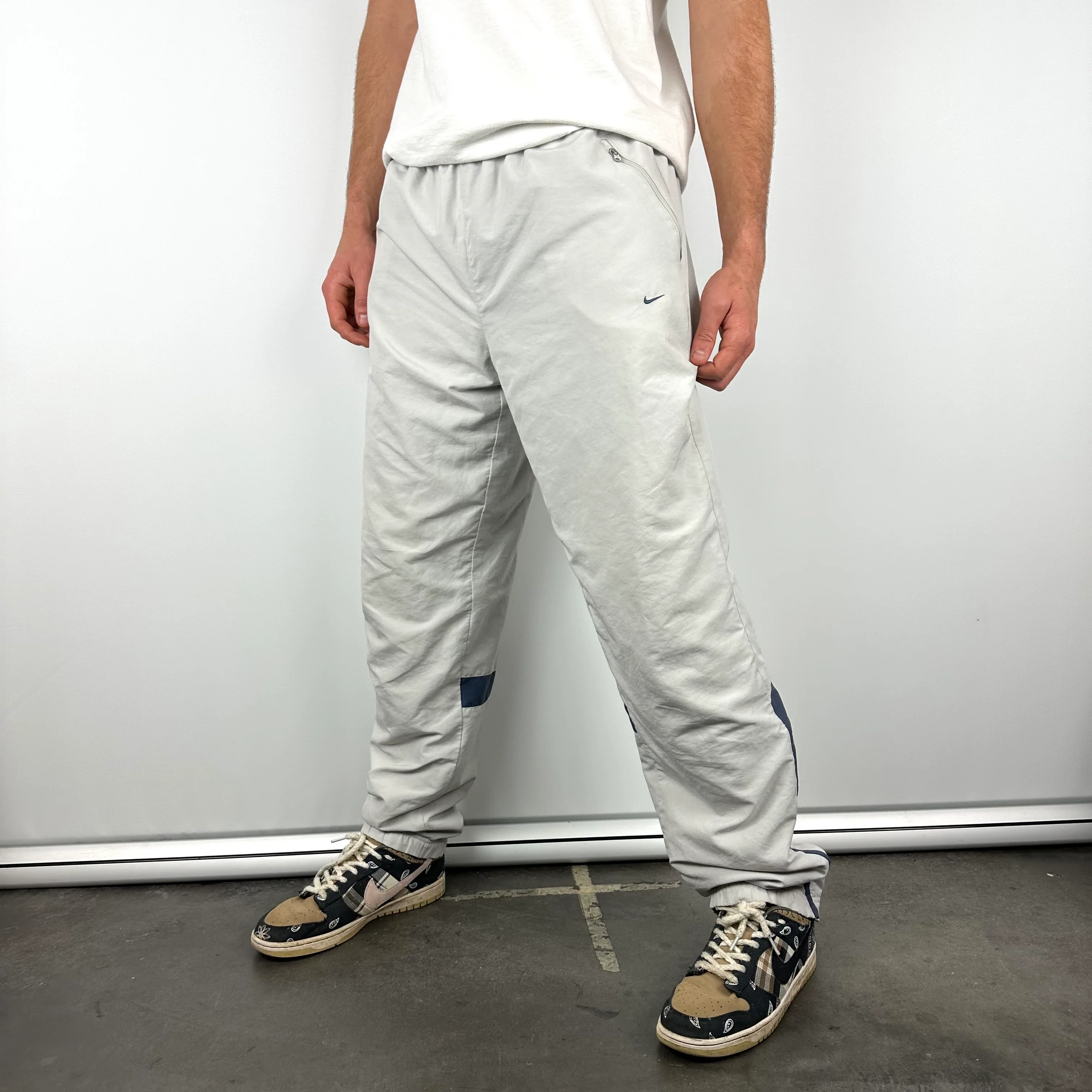 Nike Grey Embroidered Swoosh Track Pants (M) - Image 4