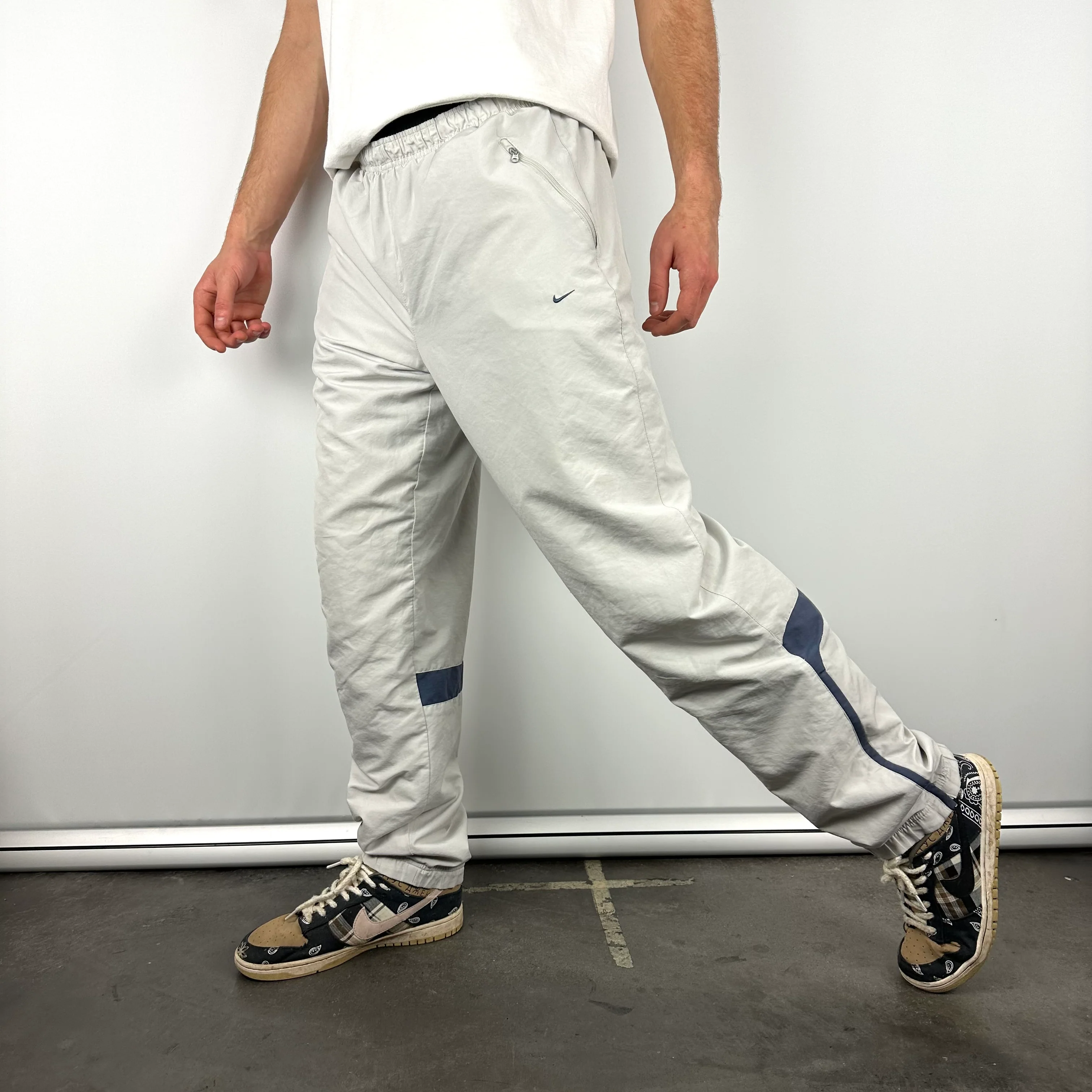 Nike Grey Embroidered Swoosh Track Pants (M) - Image 6