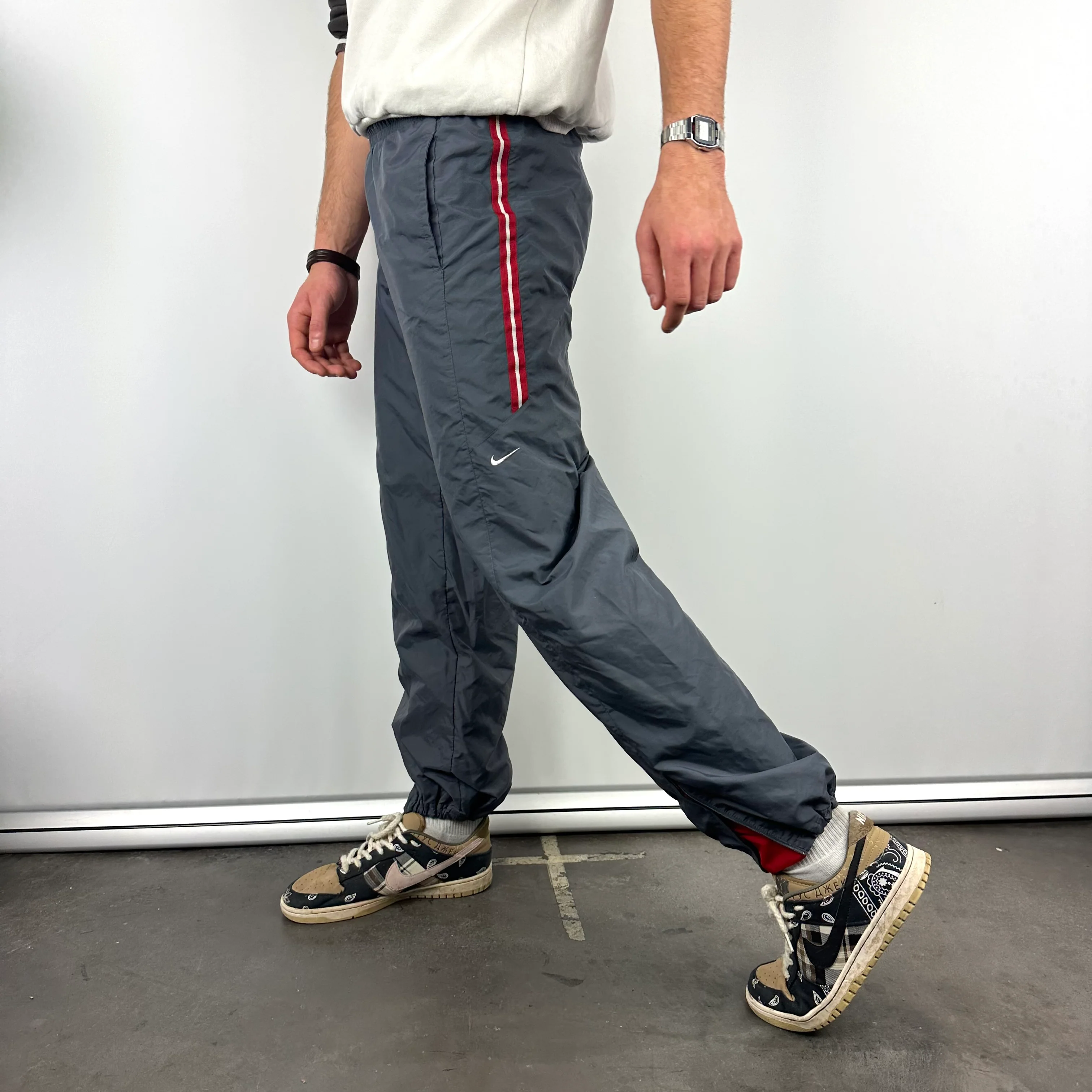 Nike Grey Embroidered Swoosh Track Pants (XL) - Image 2