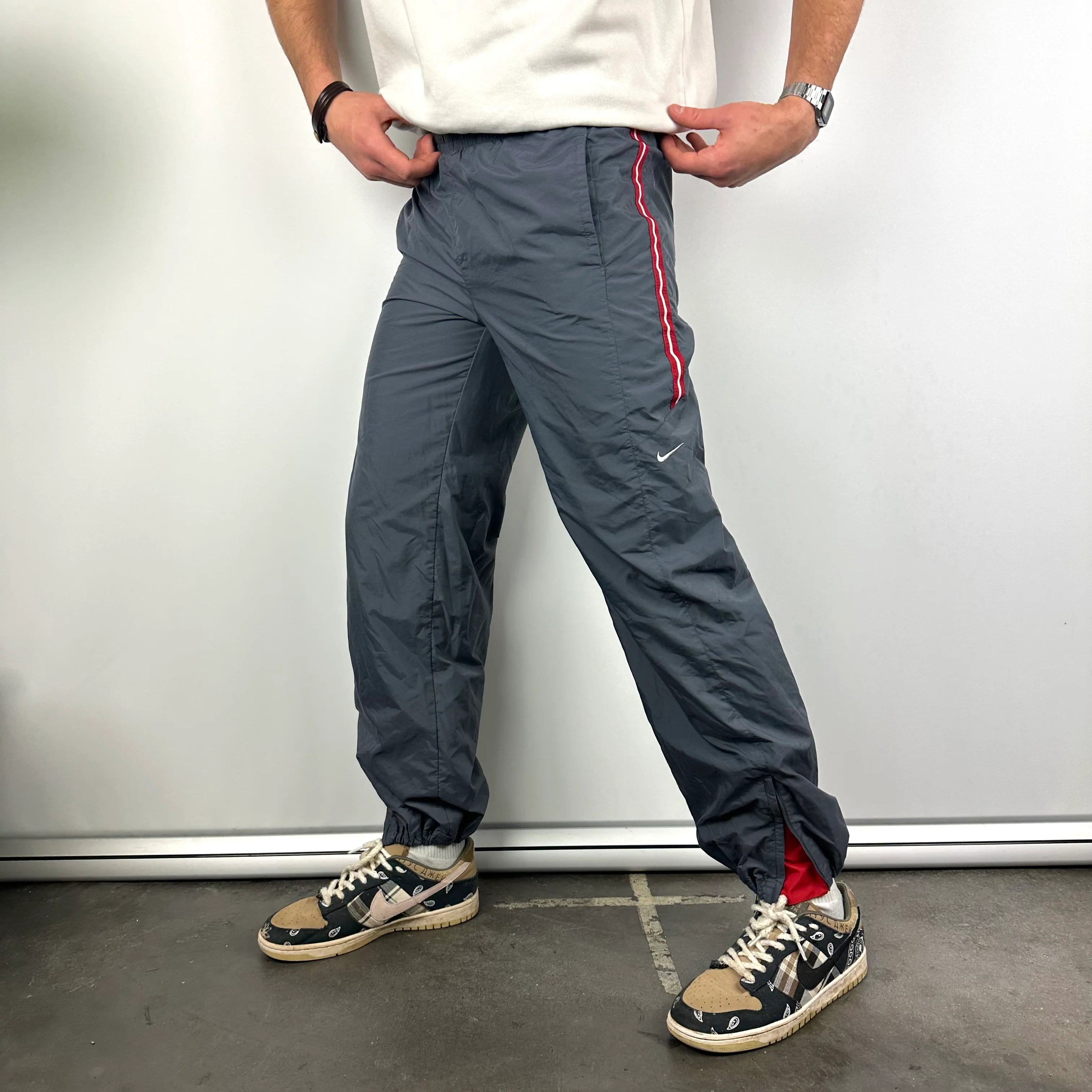 Nike Grey Embroidered Swoosh Track Pants (XL) - Image 3