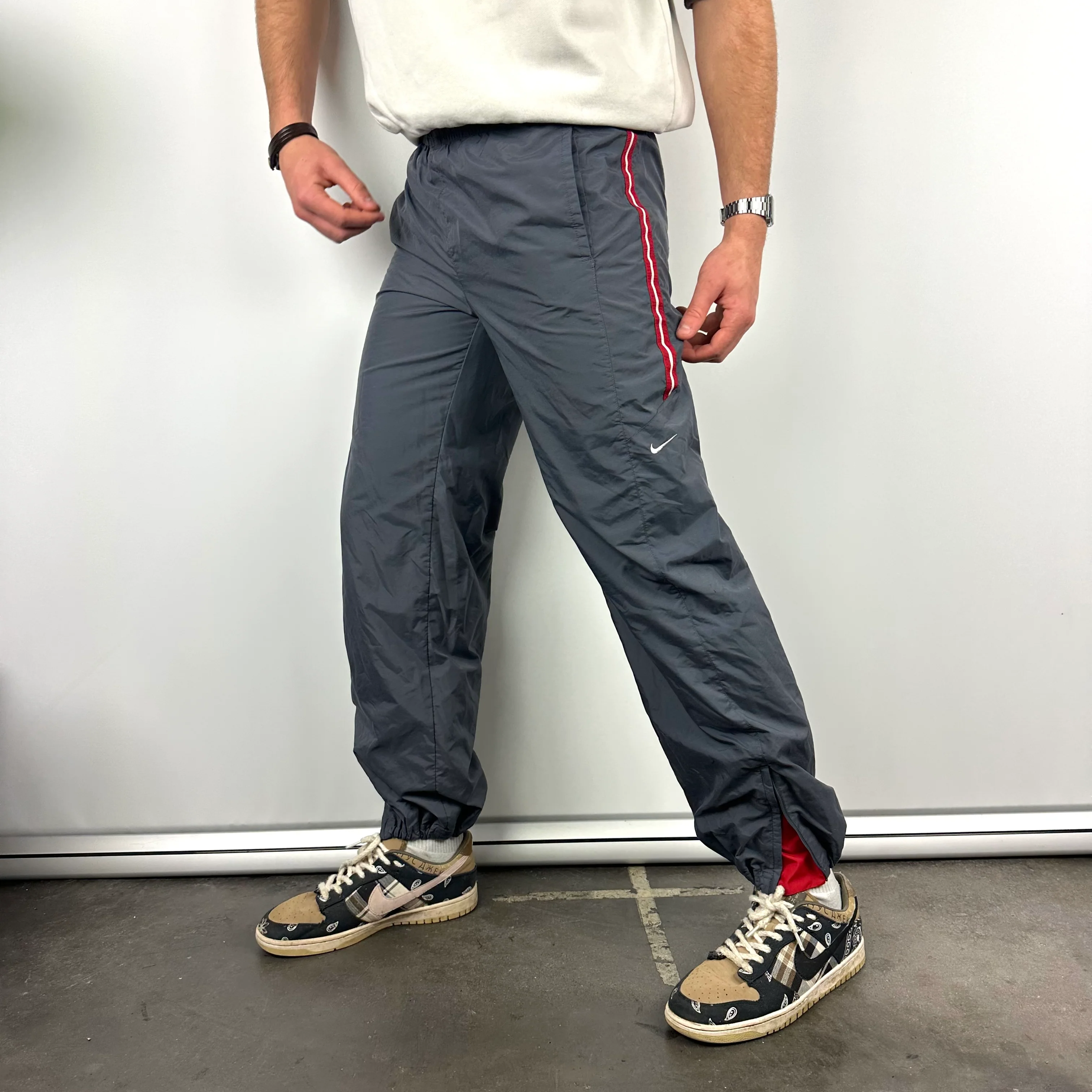 Nike Grey Embroidered Swoosh Track Pants (XL) - Image 5