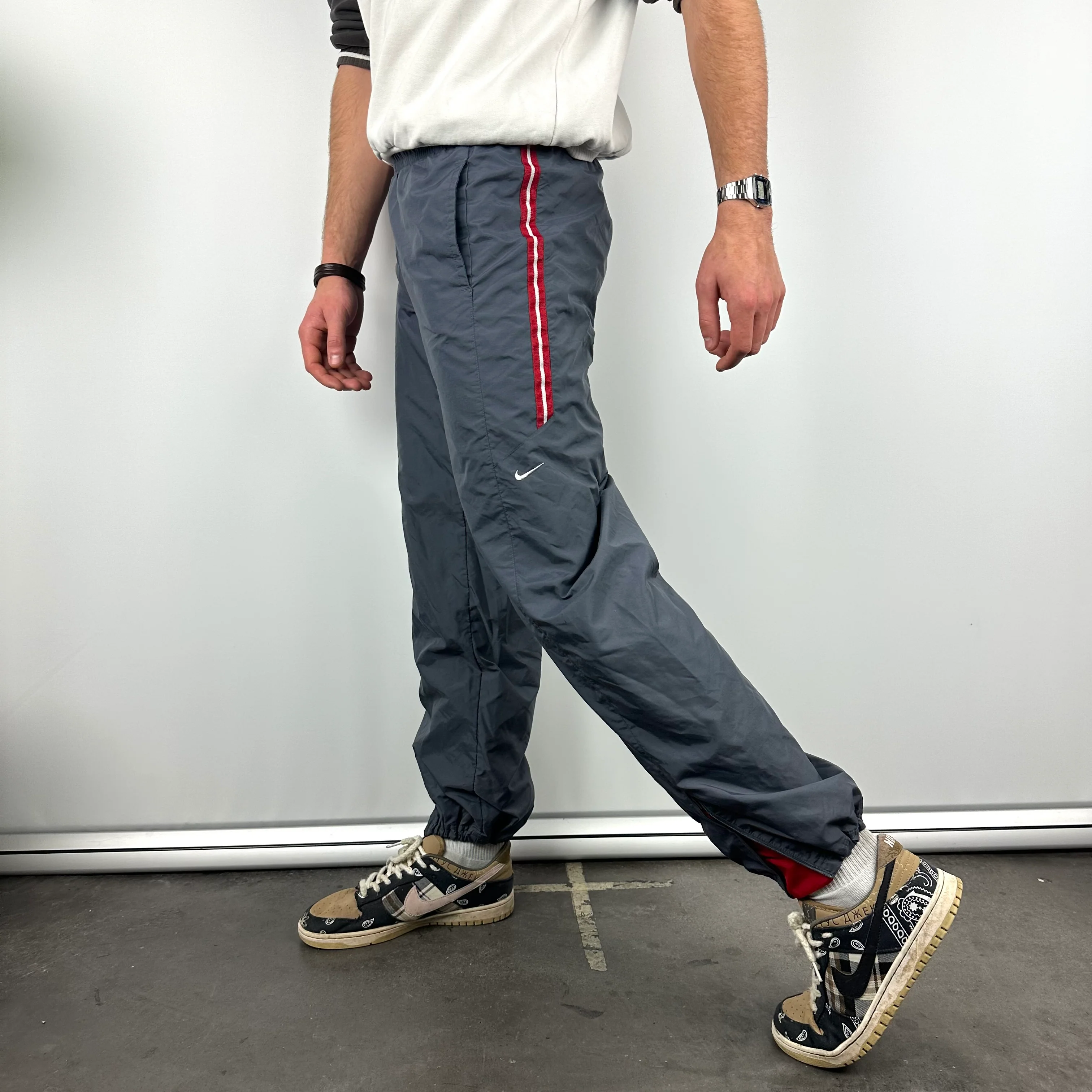 Nike Grey Embroidered Swoosh Track Pants (XL) - Image 7