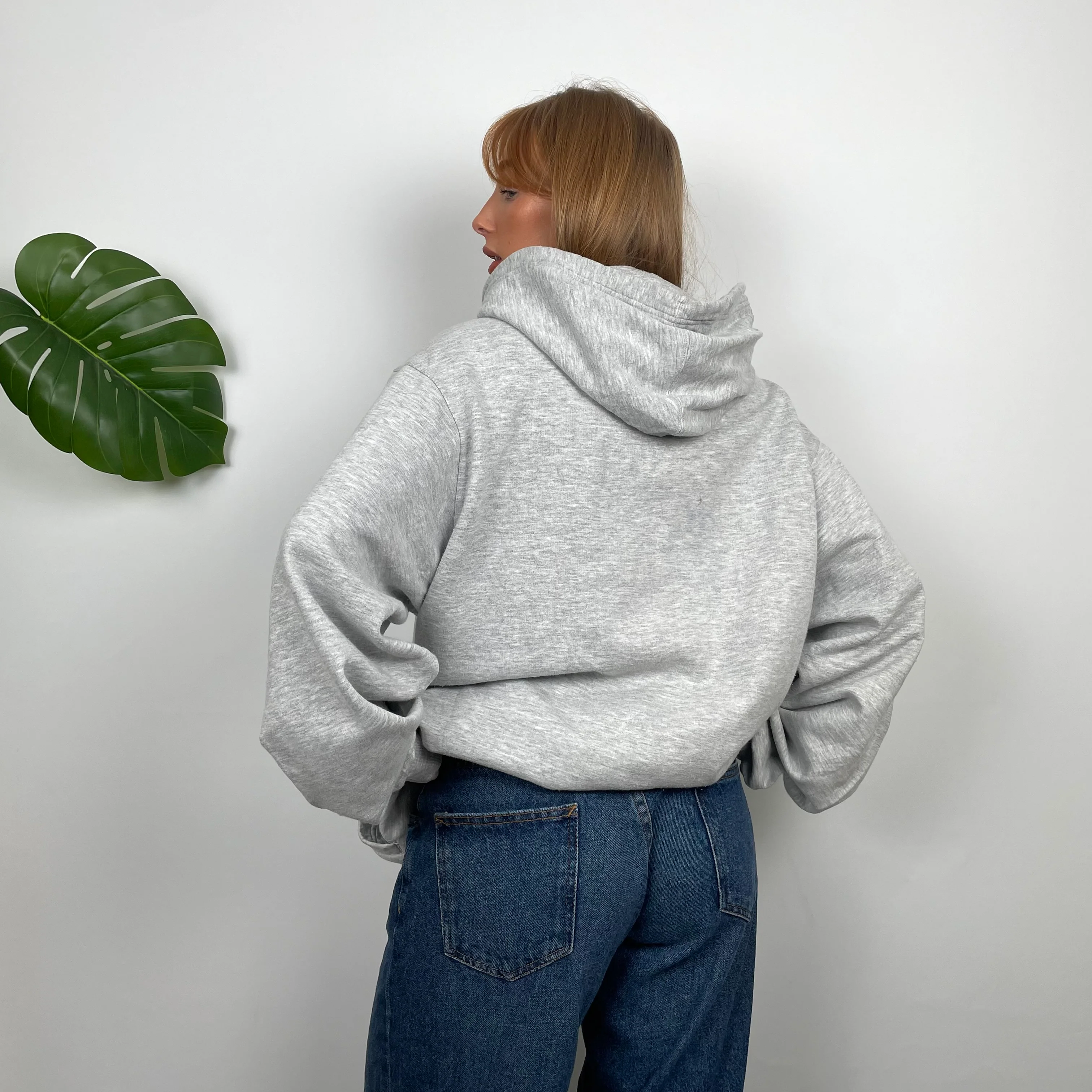 Nike Grey Embroidered Swoosh Zip Up Hoodie Jacket (M) - Image 5