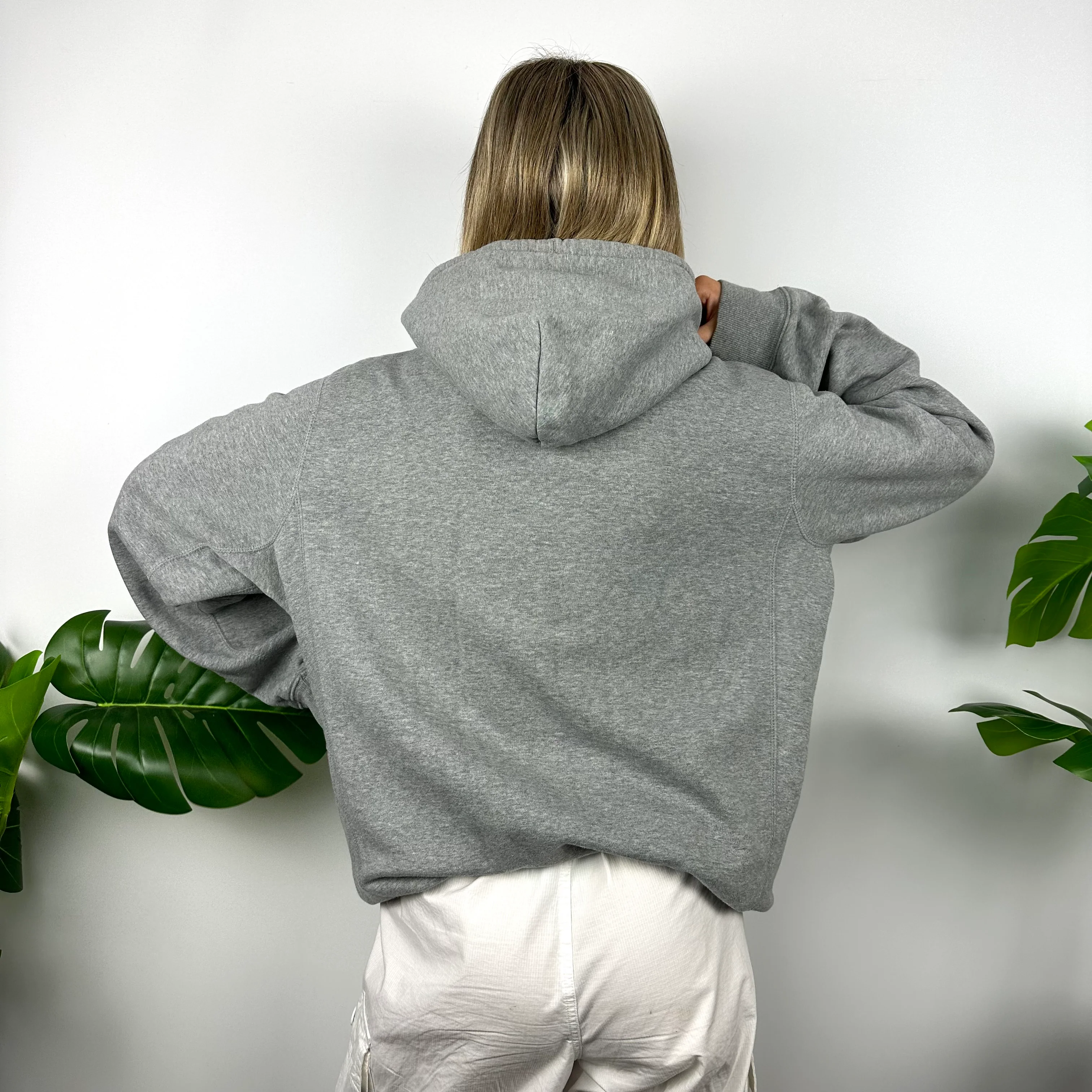 Nike Grey Embroidered Swoosh Zip Up Hoodie Jacket (L) - Image 4