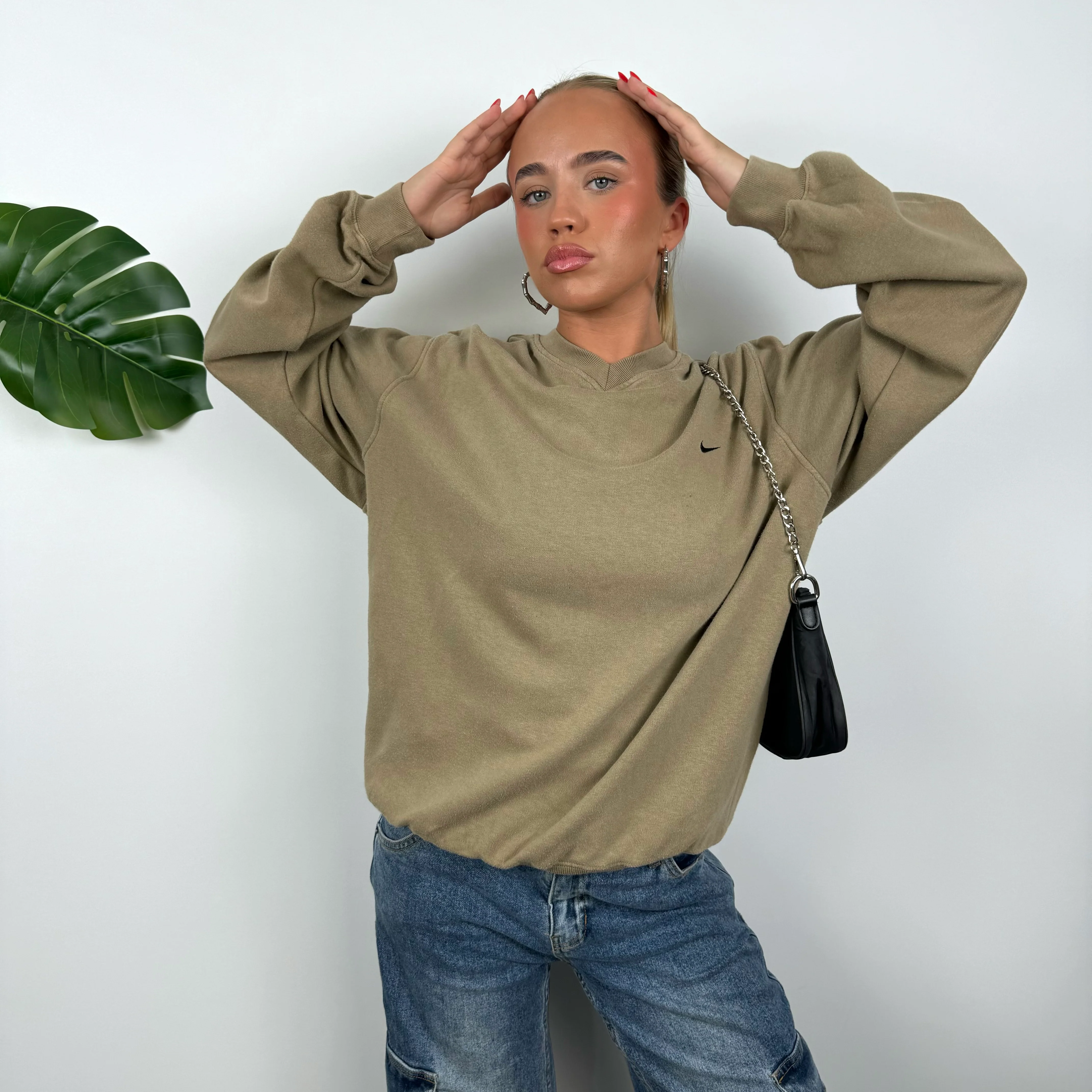 Nike Brown Embroidered Swoosh Sweatshirt (M) - Image 2