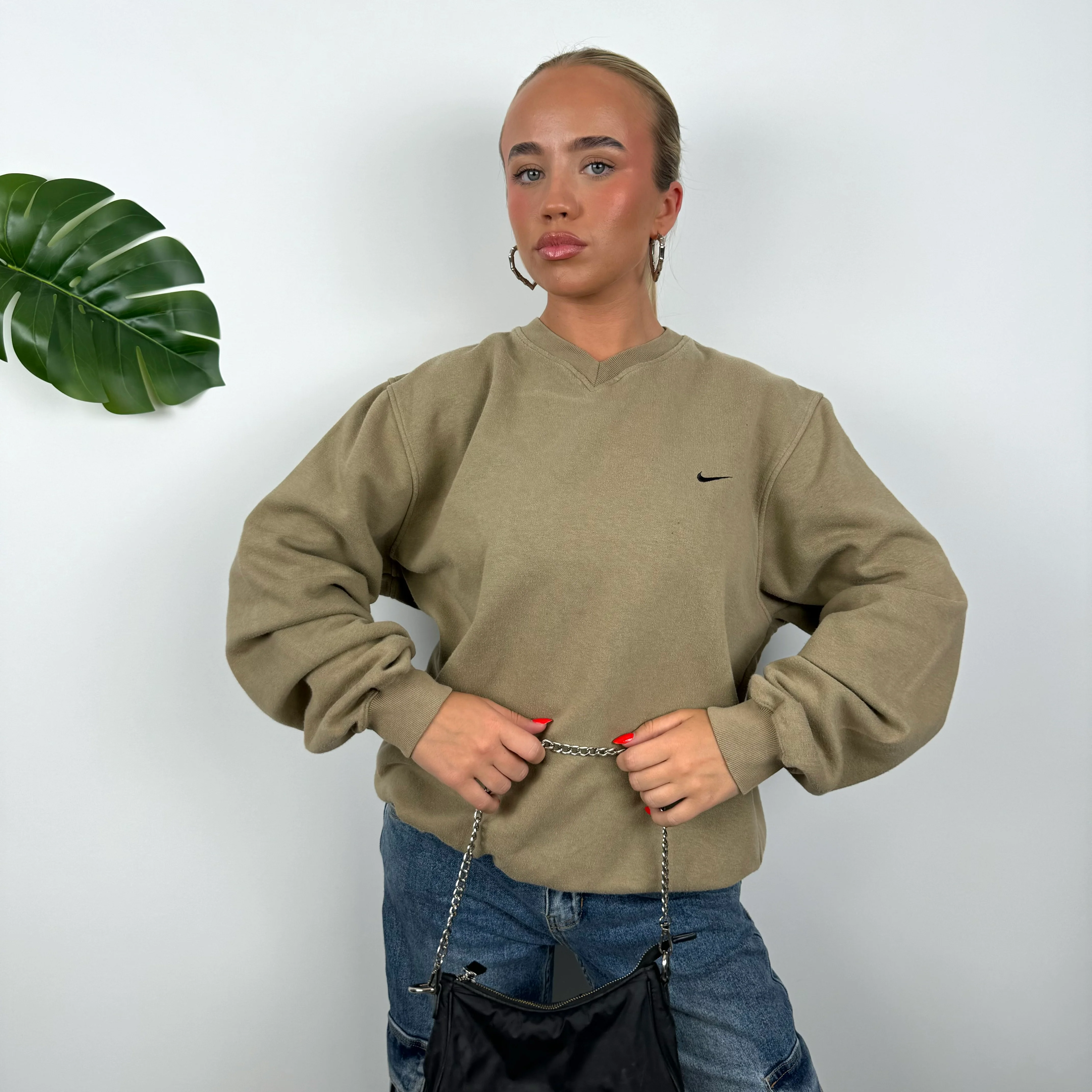 Nike Brown Embroidered Swoosh Sweatshirt (M) - Image 3