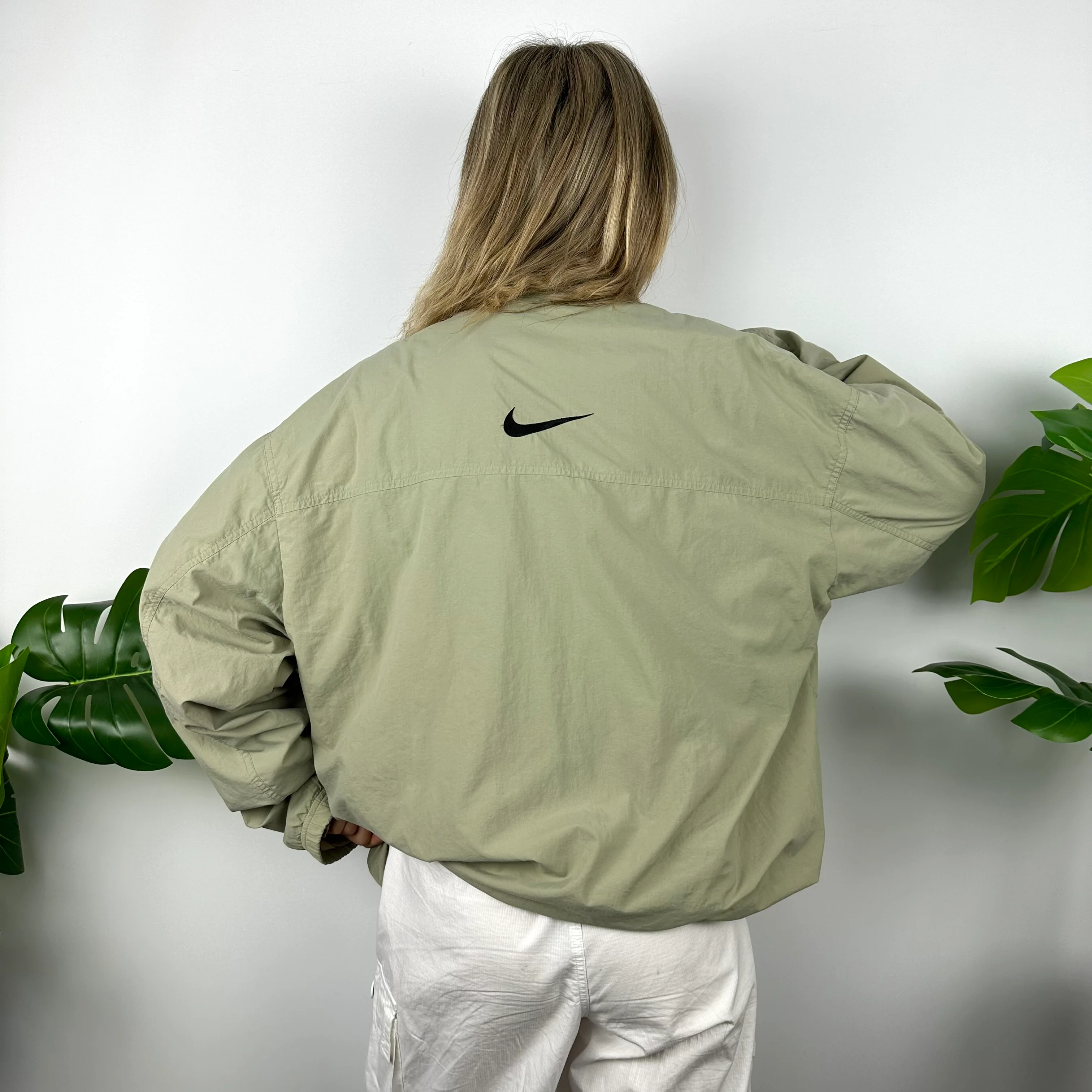 Nike Khaki Green Swoosh Windbreaker Jacket (XL) - Image 3