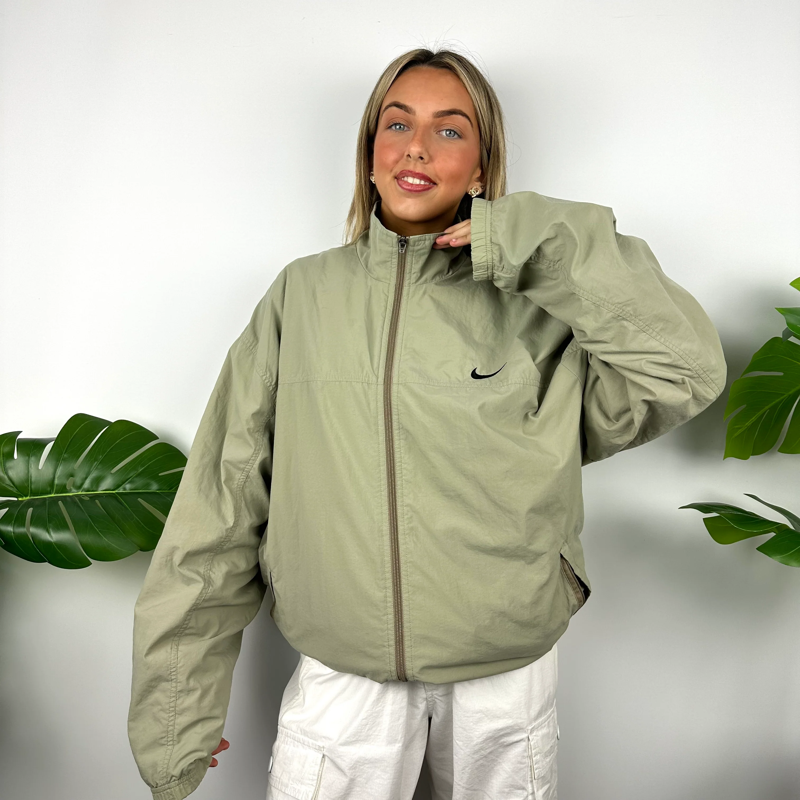 Nike Khaki Green Swoosh Windbreaker Jacket (XL) - Image 5