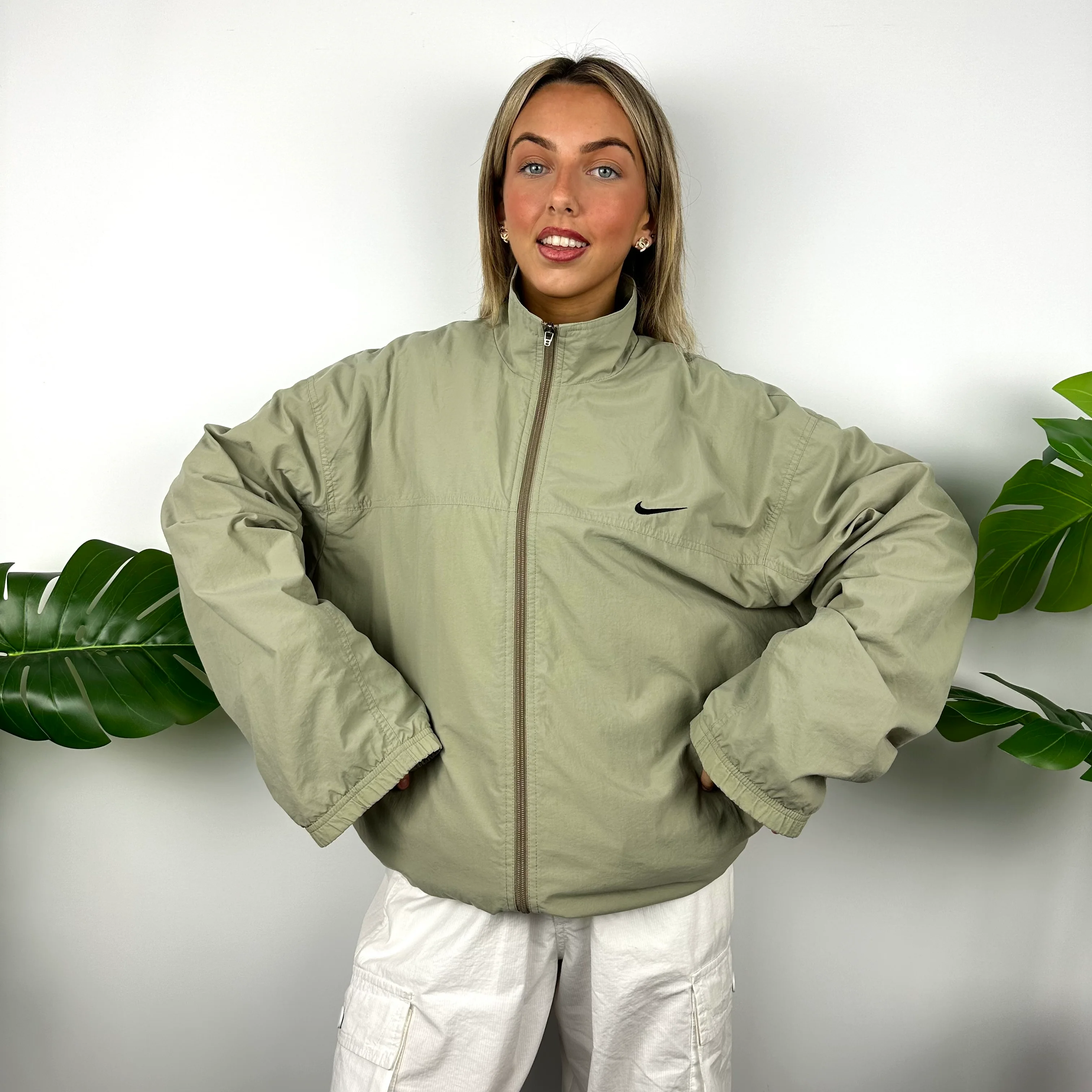 Nike Khaki Green Swoosh Windbreaker Jacket (XL) - Image 6