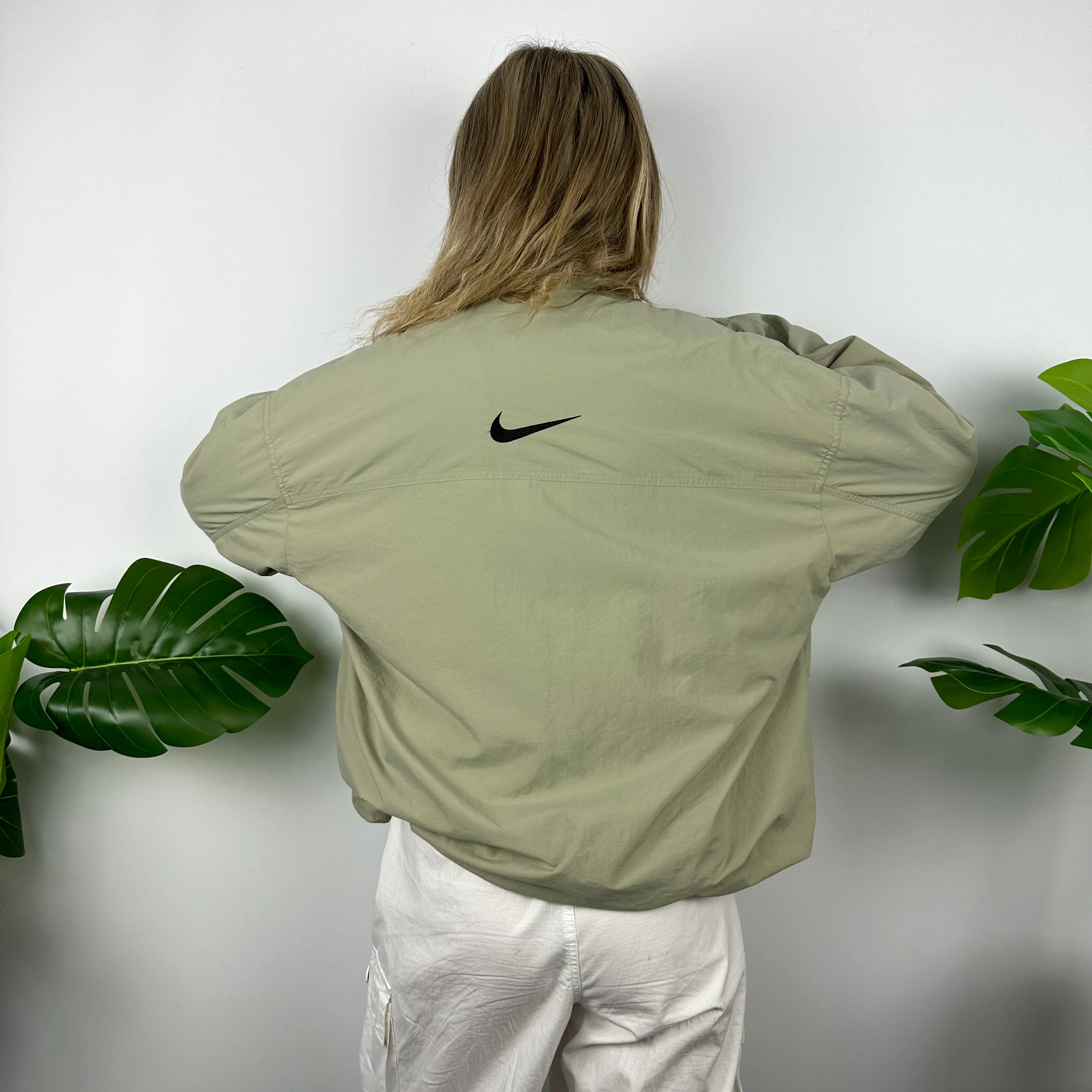 Nike Khaki Green Swoosh Windbreaker Jacket (XL) - Image 7