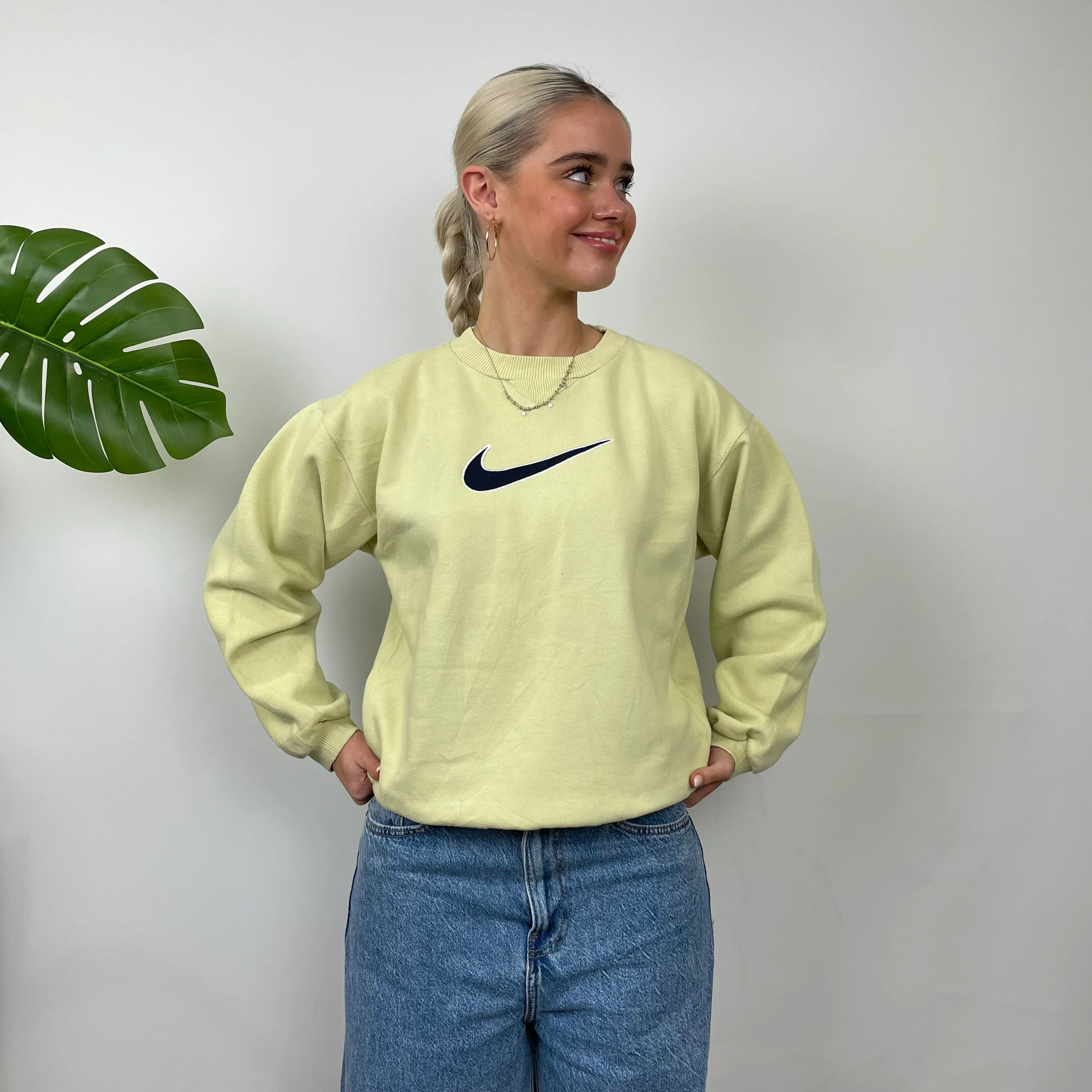 Nike Lime Embroidered Swoosh Sweatshirt (S) - Image 2