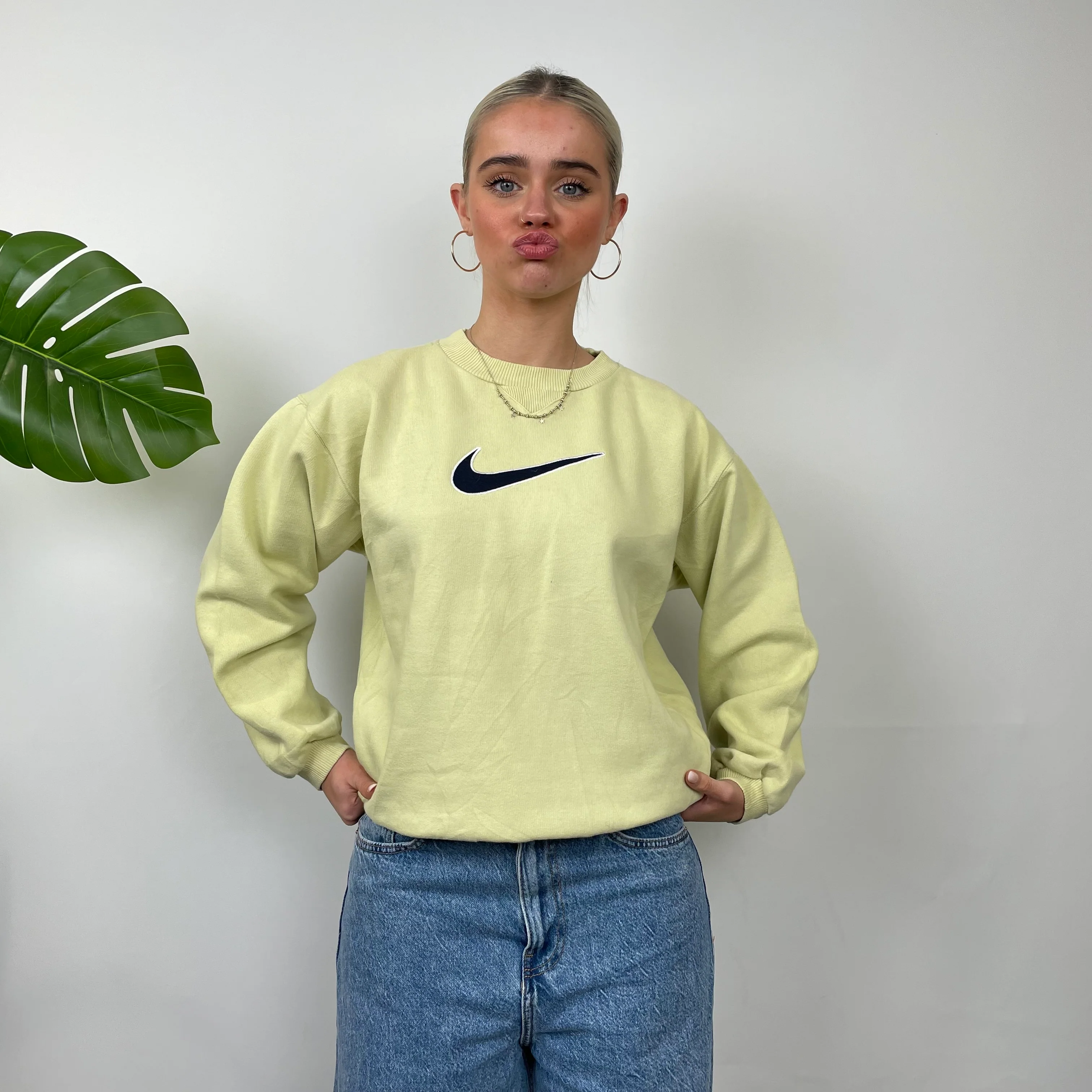 Nike Lime Embroidered Swoosh Sweatshirt (S) - Image 4