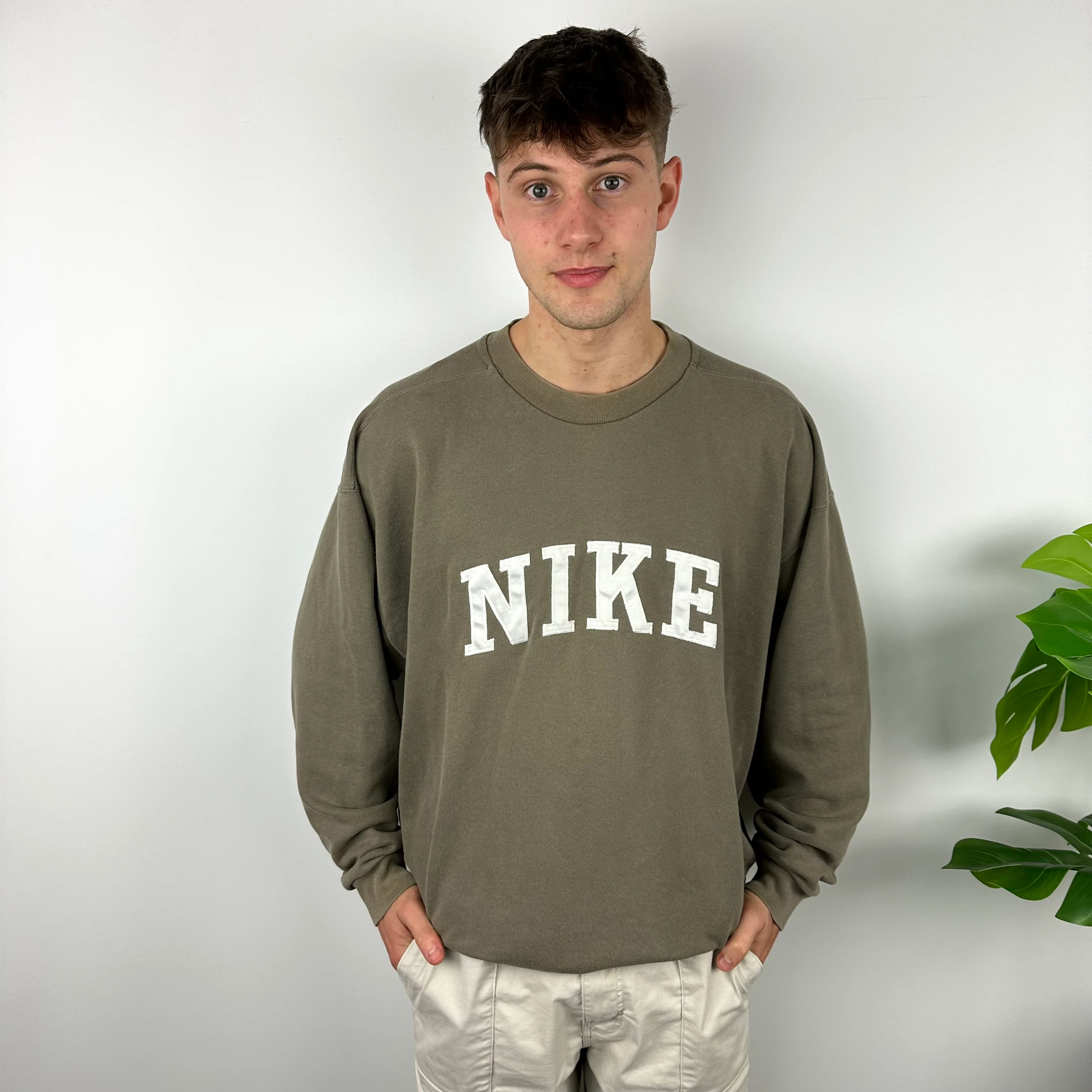 Nike Mocha Brown Embroidered Spell Out Sweatshirt (XL) - Image 5